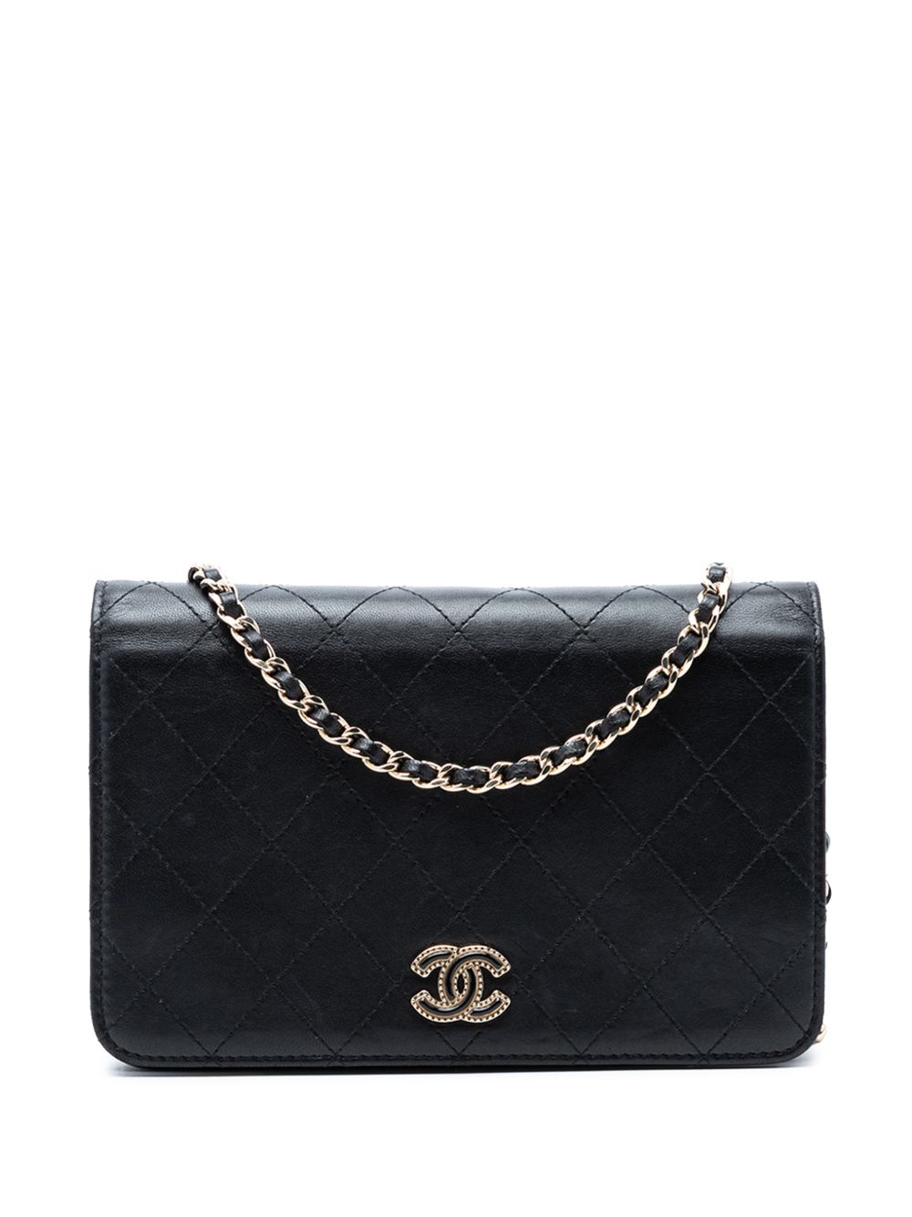 2017-2018 CC Stitched Calfskin Wallet on Chain crossbody bag