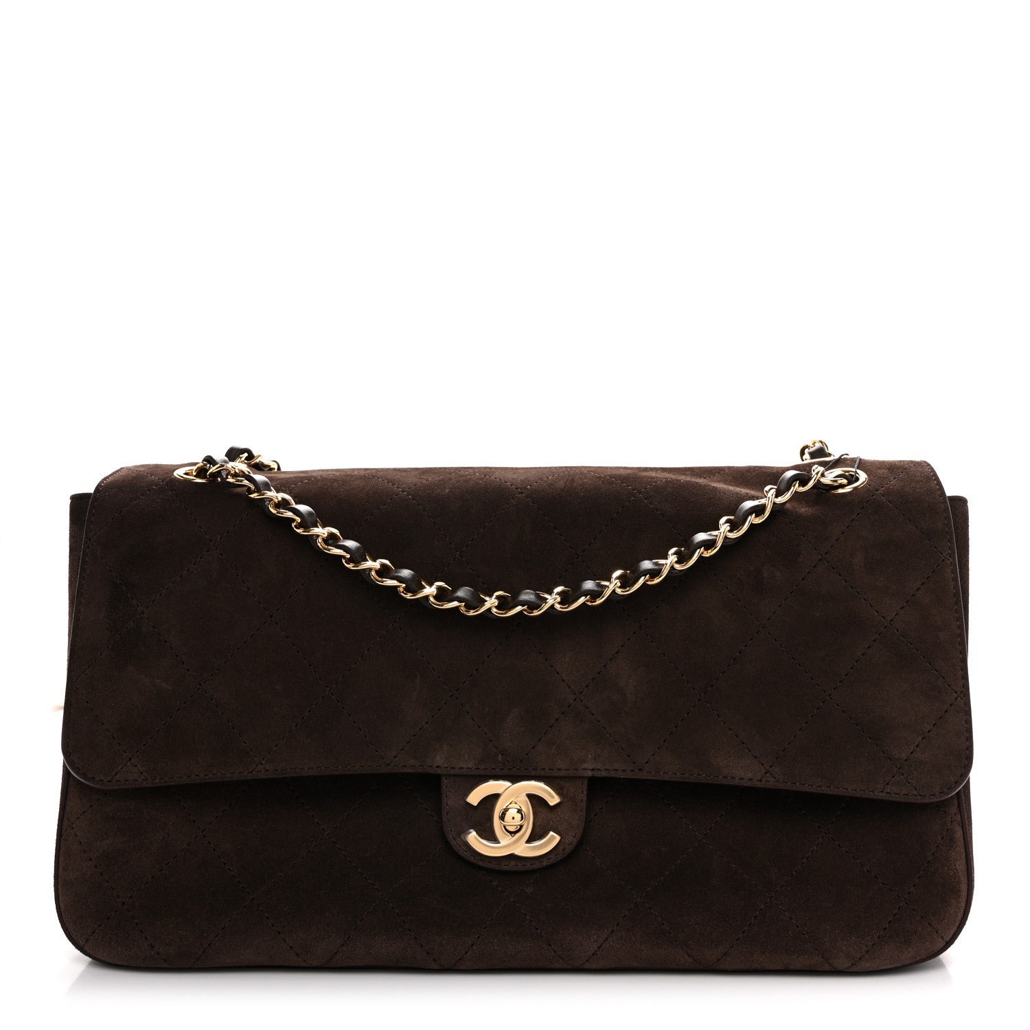 Chanel Suede Calfskin Small Souplissimo Maxi Flap Dark Brown