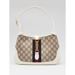 Gucci Beige/White GG Supreme Canvas Jackie 1961 Small Shoulder Bag