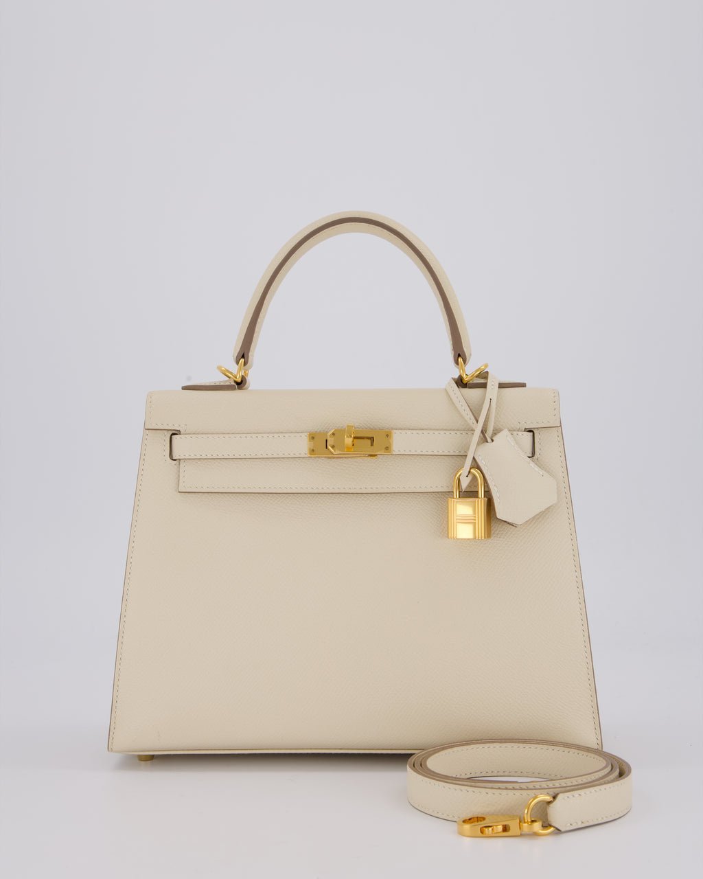 Hermès Kelly 25 Sellier Bag in Craie Epsom Leather with Gold Hardware
