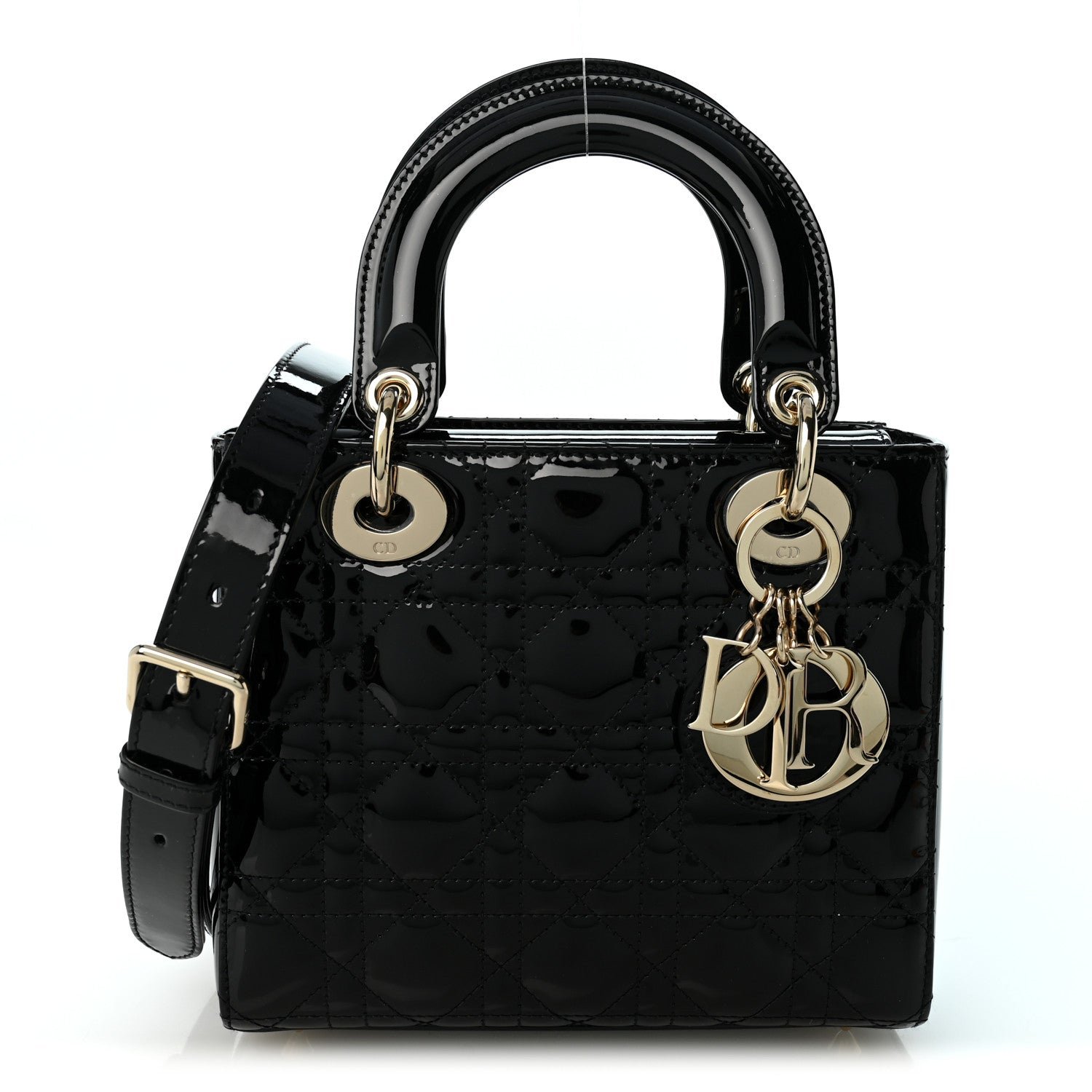 Christian Dior Patent Cannage Small Lady Dior Black