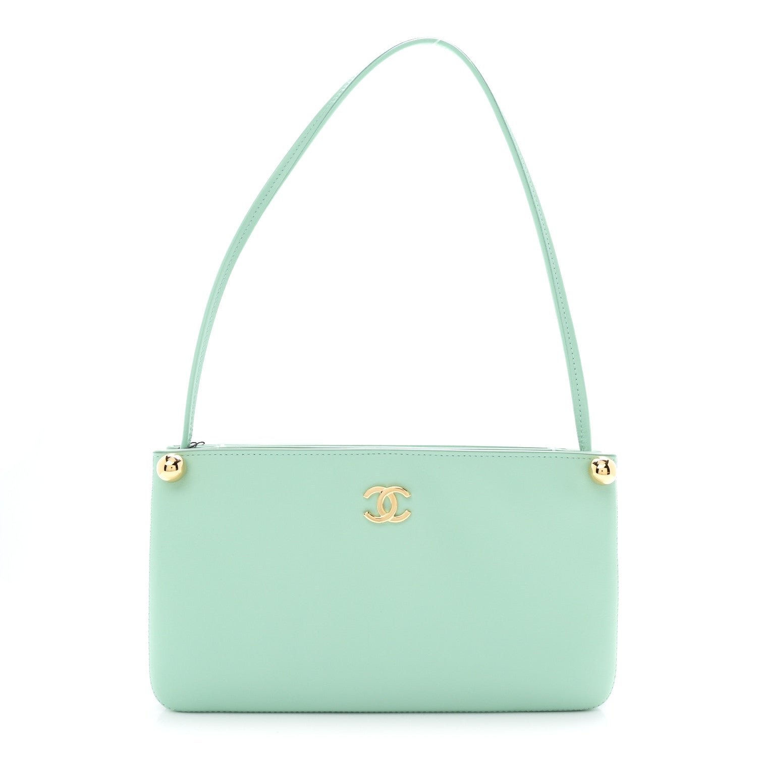 Chanel Calfskin Chick Studs Clutch Green