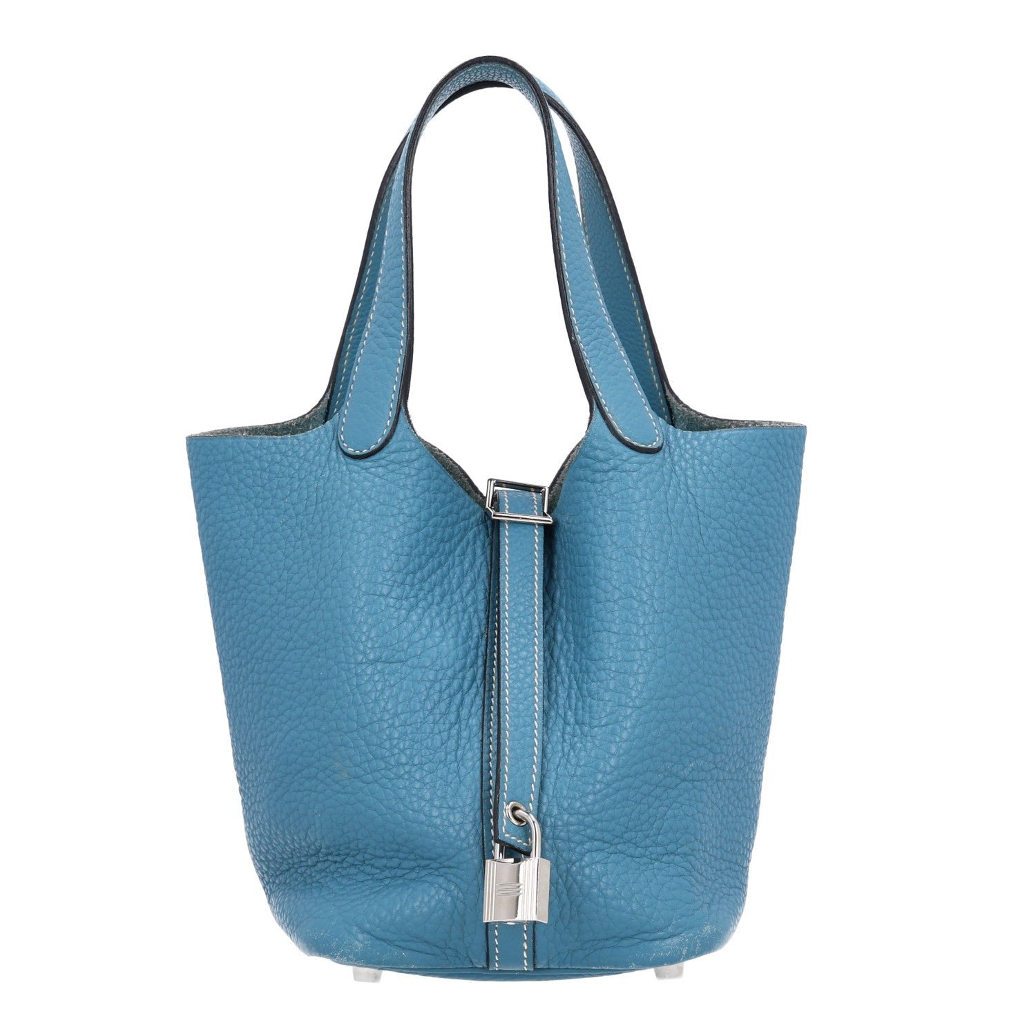 Taurillon Clemence Picotin Lock 18 PM Blue Jean