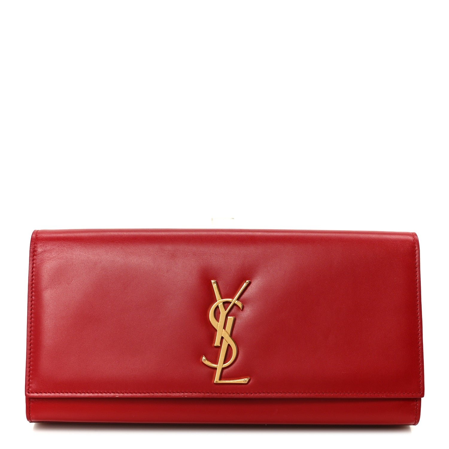 Saint Laurent Grain De Poudre Classic Monogram Cassandre Clutch Rouge Orient