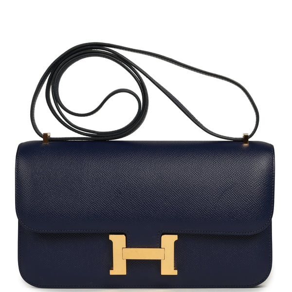 Pre-owned Hermes Constance Elan Bleu Indigo Epsom Gold Hardware
