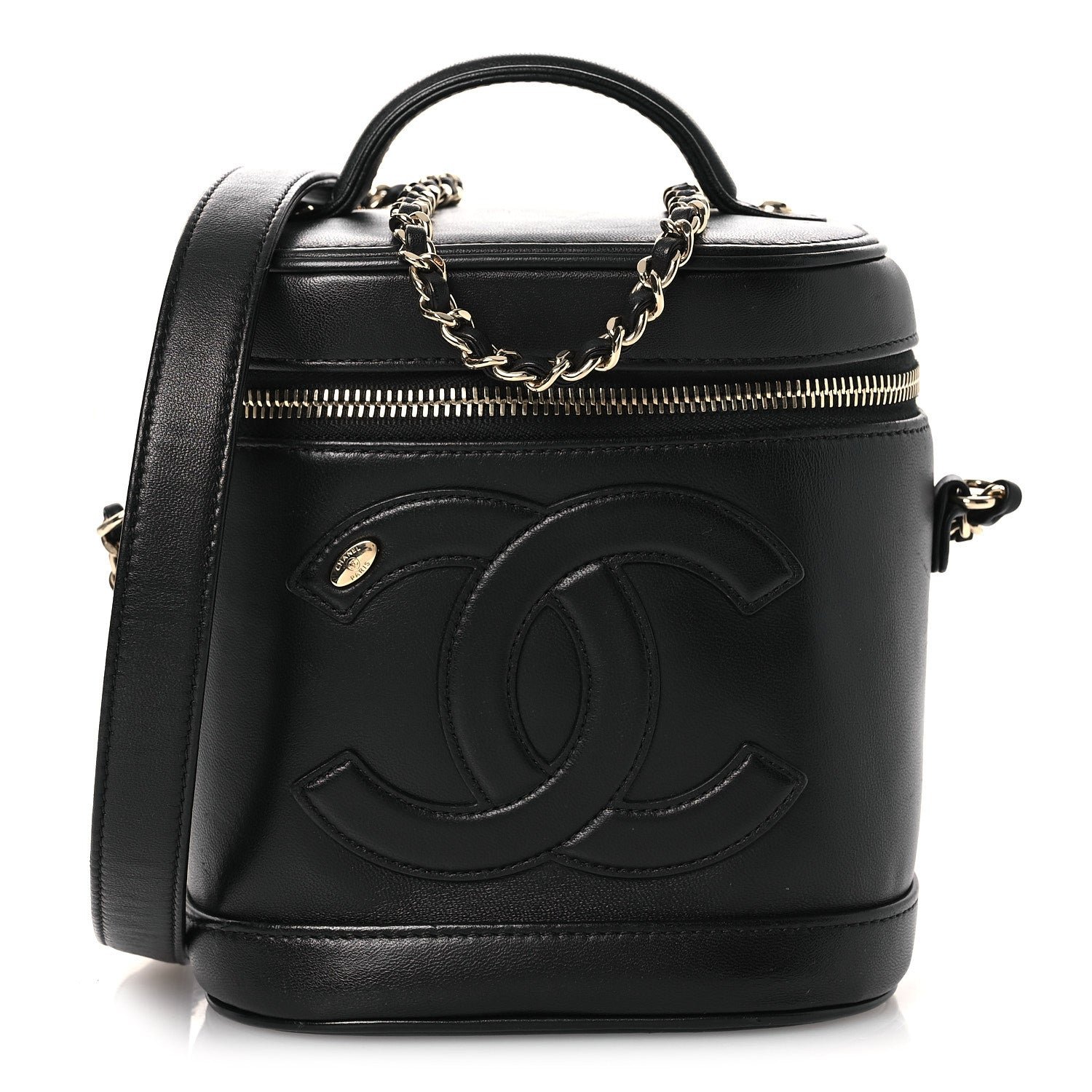 Chanel Lambskin Timeless Vanity Cosmetic Case Black