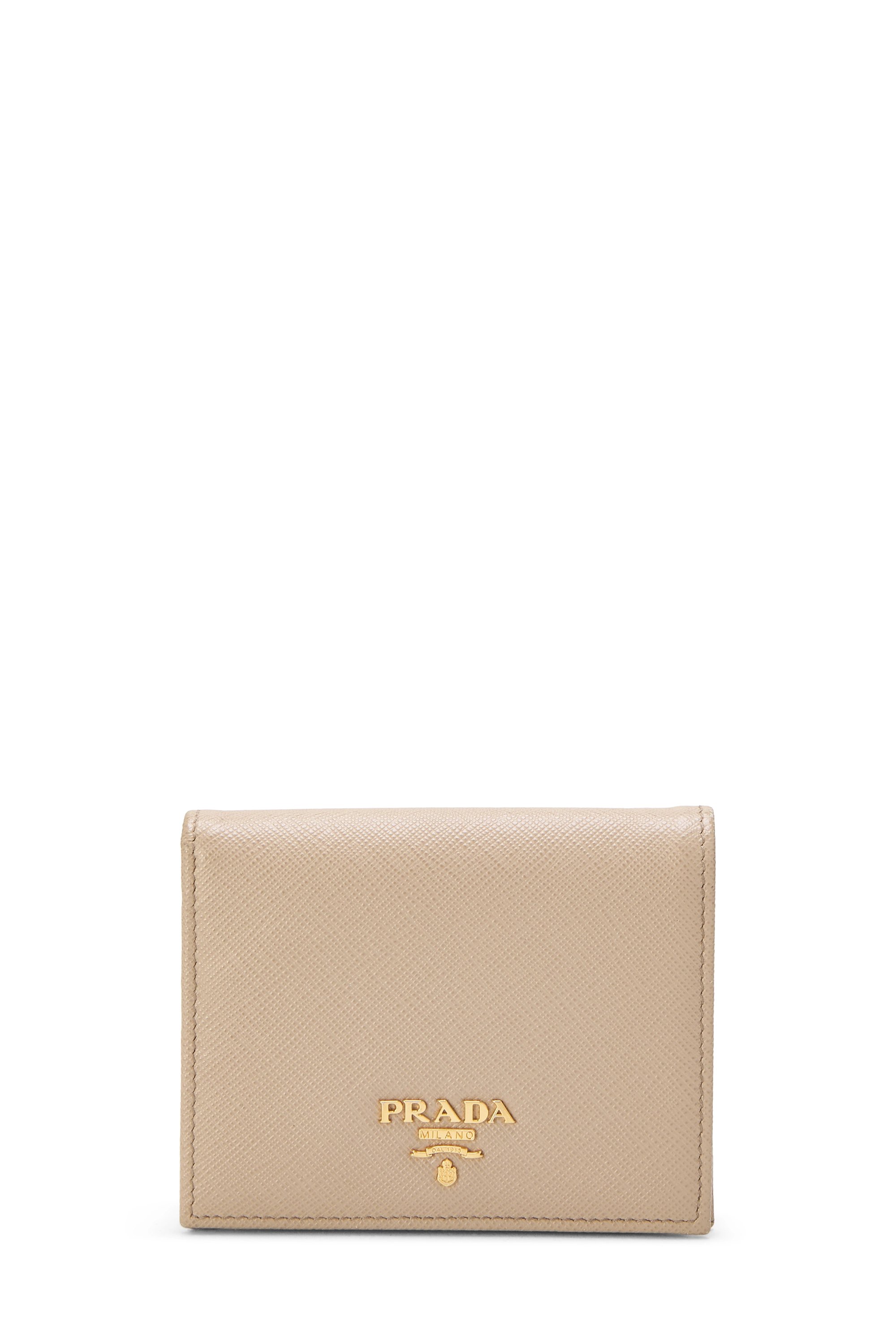 Beige Saffiano Compact Wallet