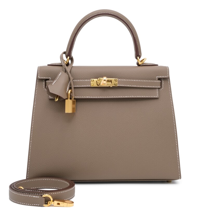 Hermes Etoupe Epsom Kelly 25 Sellier Gold Hardware