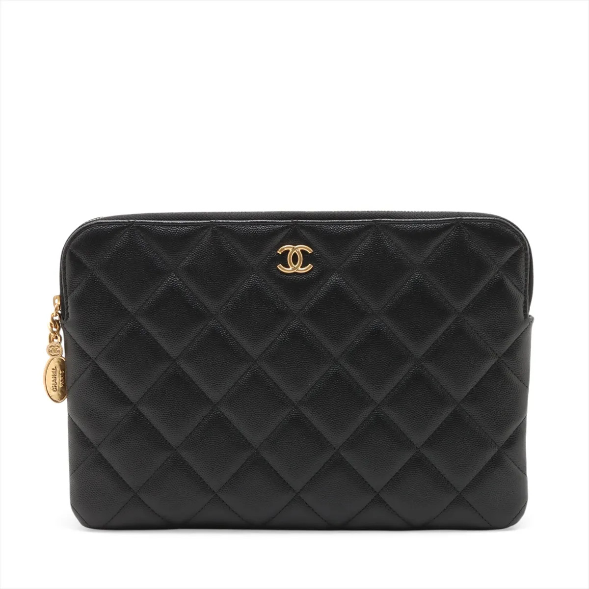 Chanel Matelasse Grained Calfskin Clutch bag Black Gold Metal Fittings random se