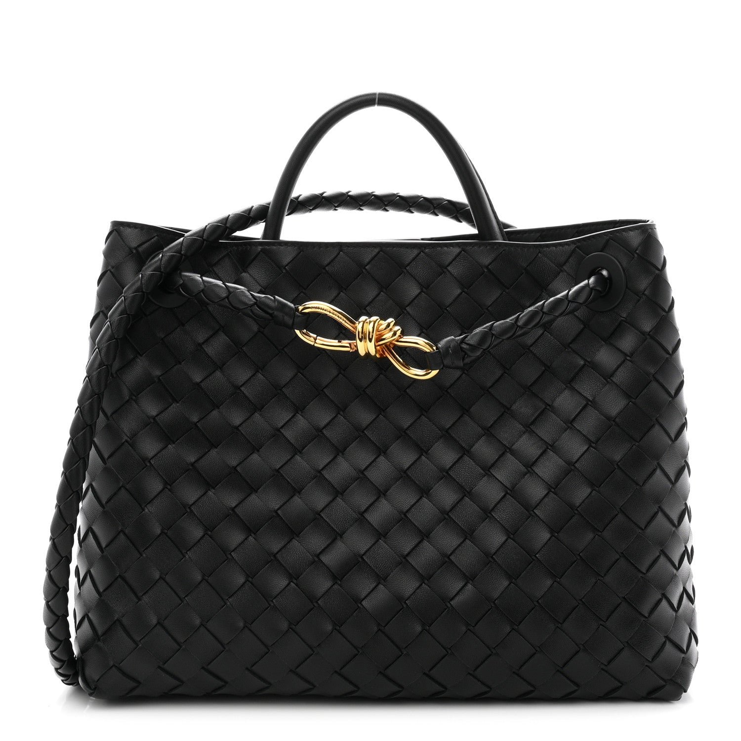 Bottega Veneta Nappa Intrecciato Medium Andiamo Shoulder Bag Black