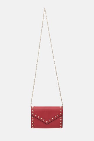 Leather Rockstud Wallet On Chain