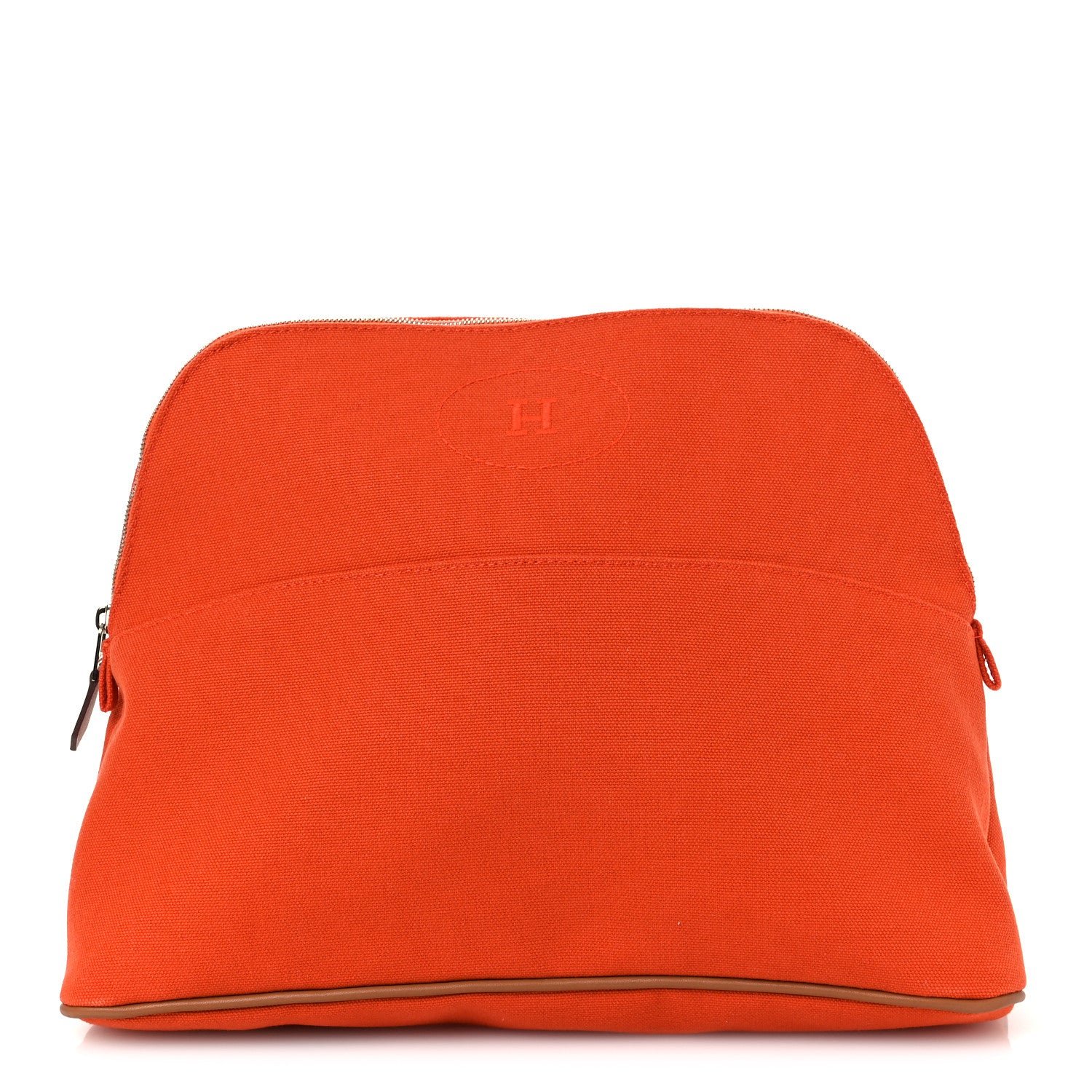 Hermes Cotton Canvas Bolide Travel Cosmetic Pouch Feu