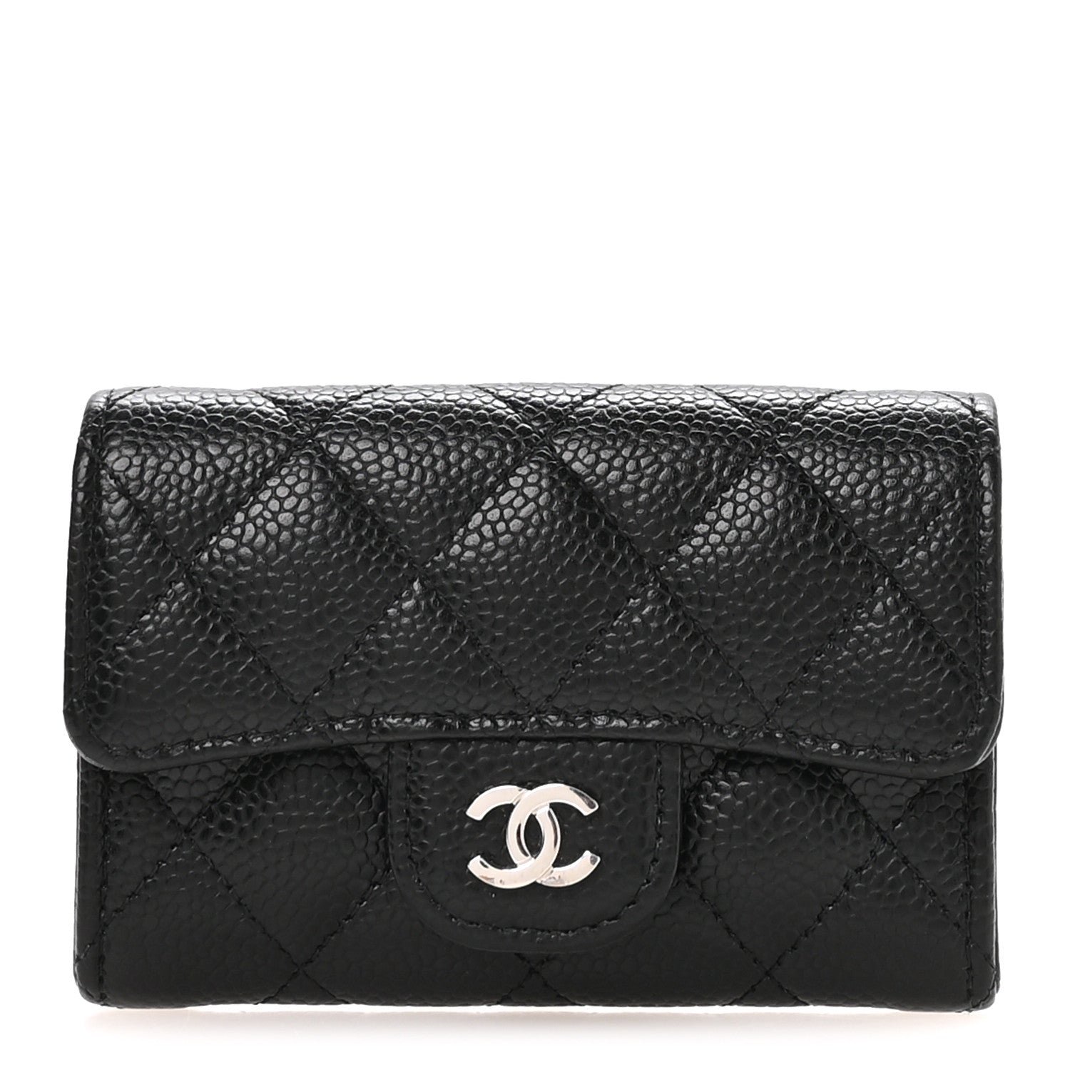 Chanel Caviar Quilted Flap Card Holder Wallet Black