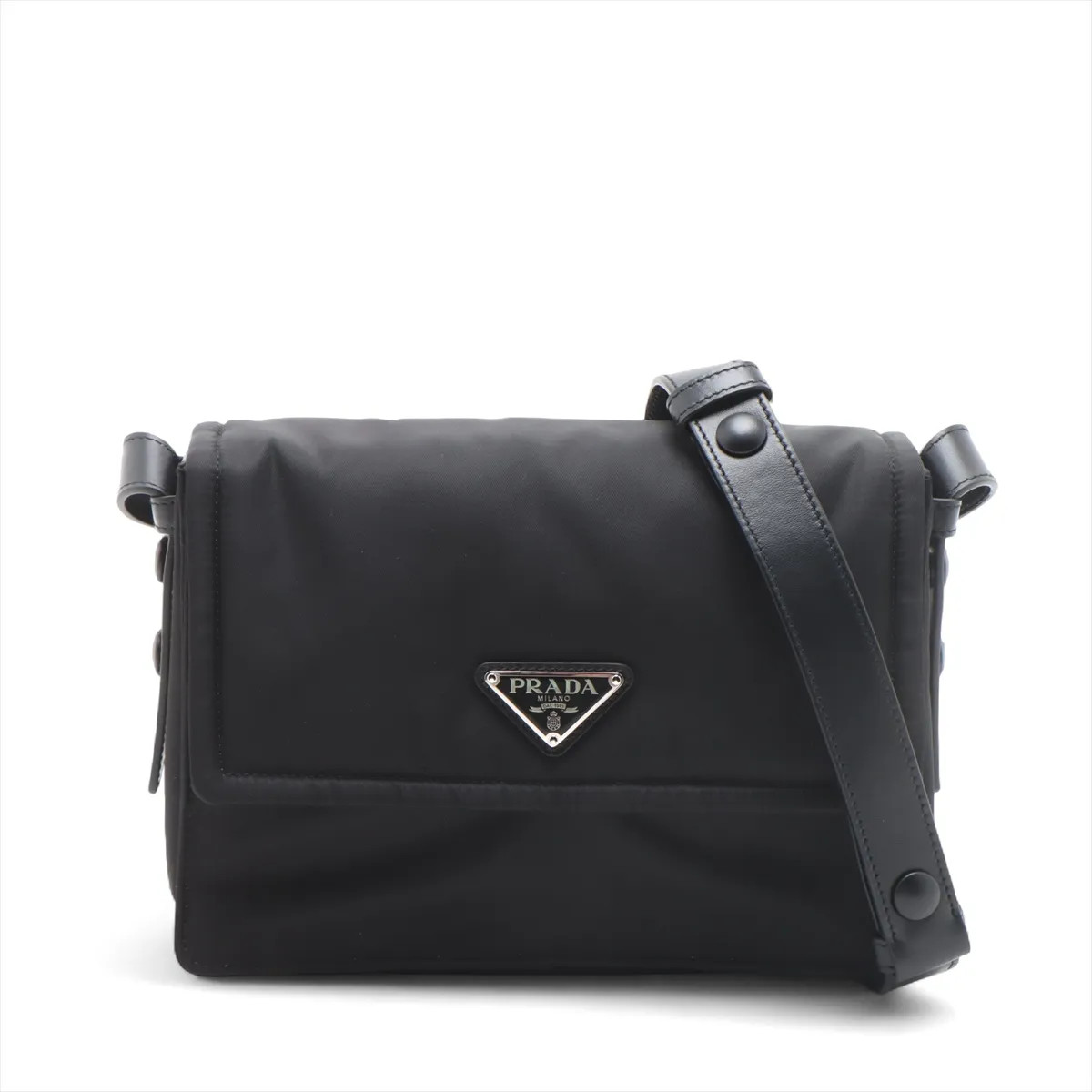 Prada Tessuto Nylon & Leather Shoulder bag Black 1BD313