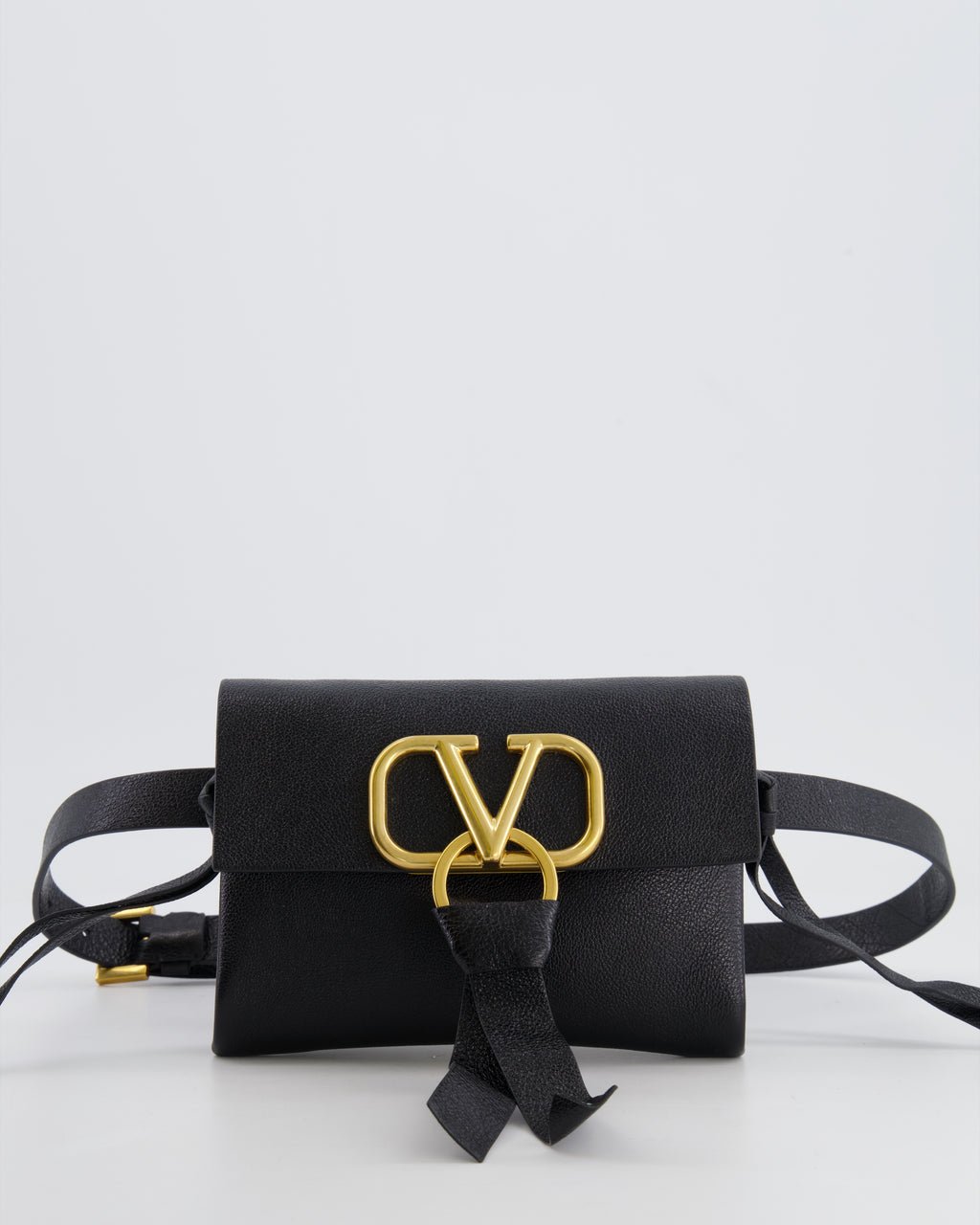 Valentino Valentino Black Leather VSling Belt Bag with Gold Logo RRP £1,450