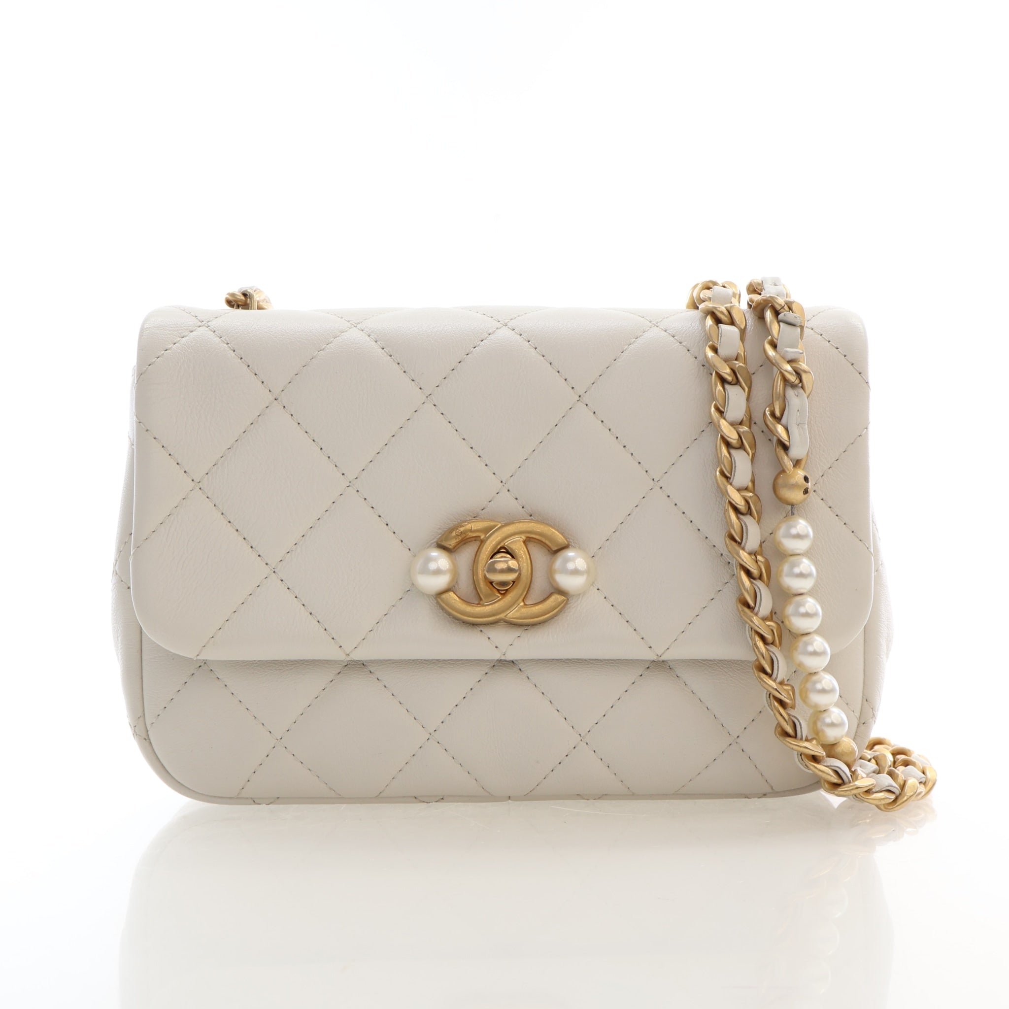 Chanel Mini Calfskin Pearl Side Flap Bag