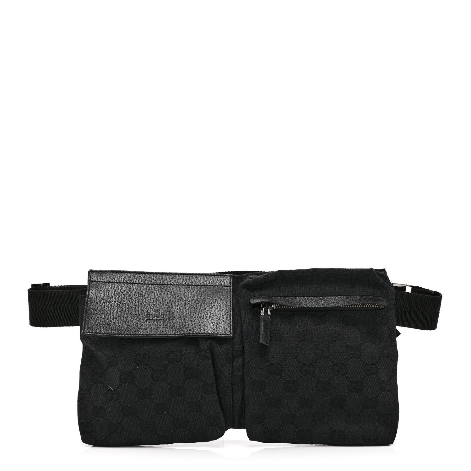 Gucci GG Monogram Double Pocket Belt Bag Black