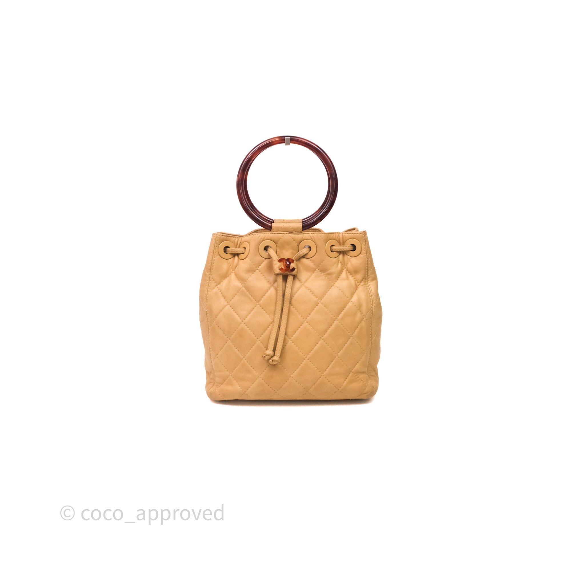 Chanel Vintage Top Handle Ring Bag Beige Lambskin