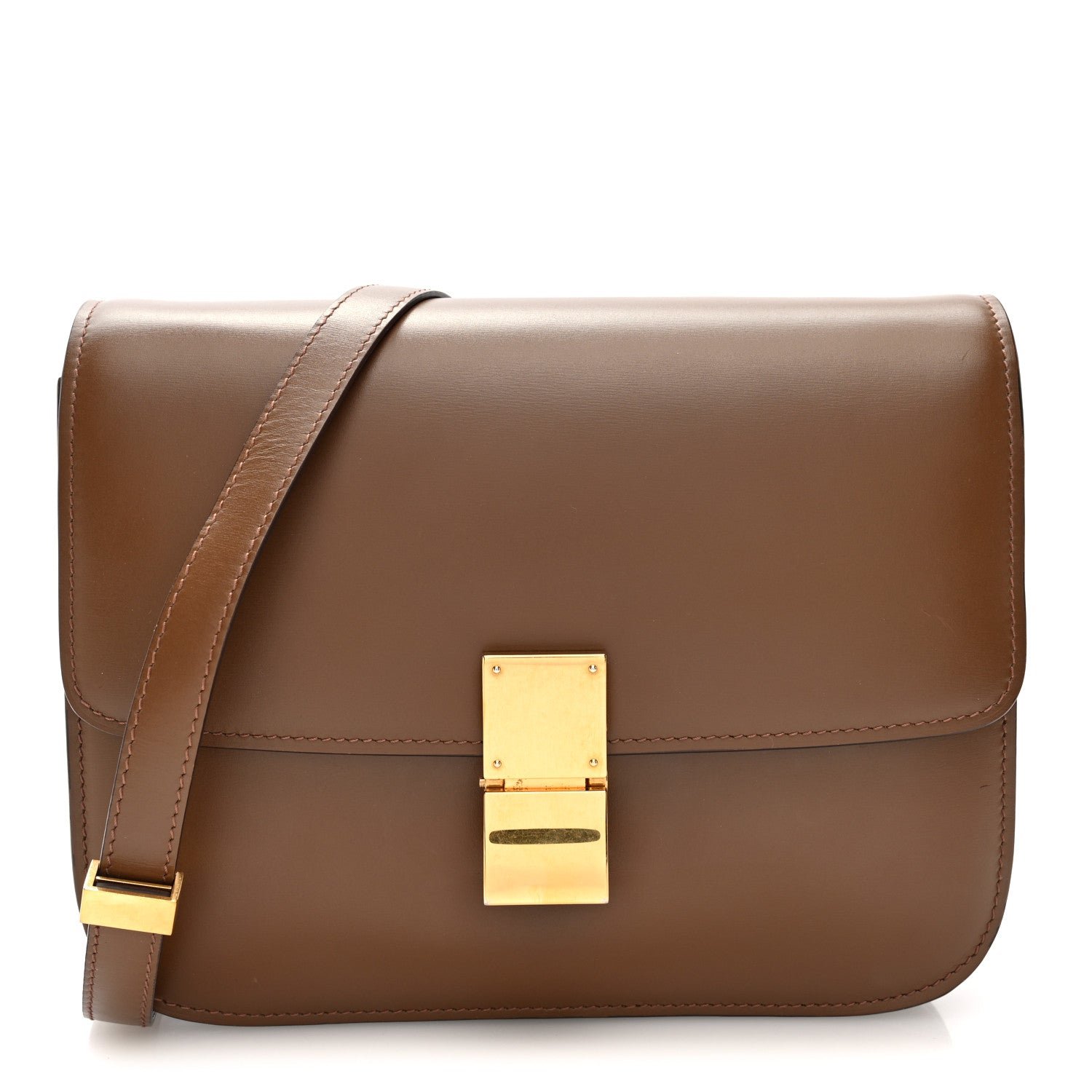 Celine Box Calfskin Medium Classic Box Flap Bag Camel