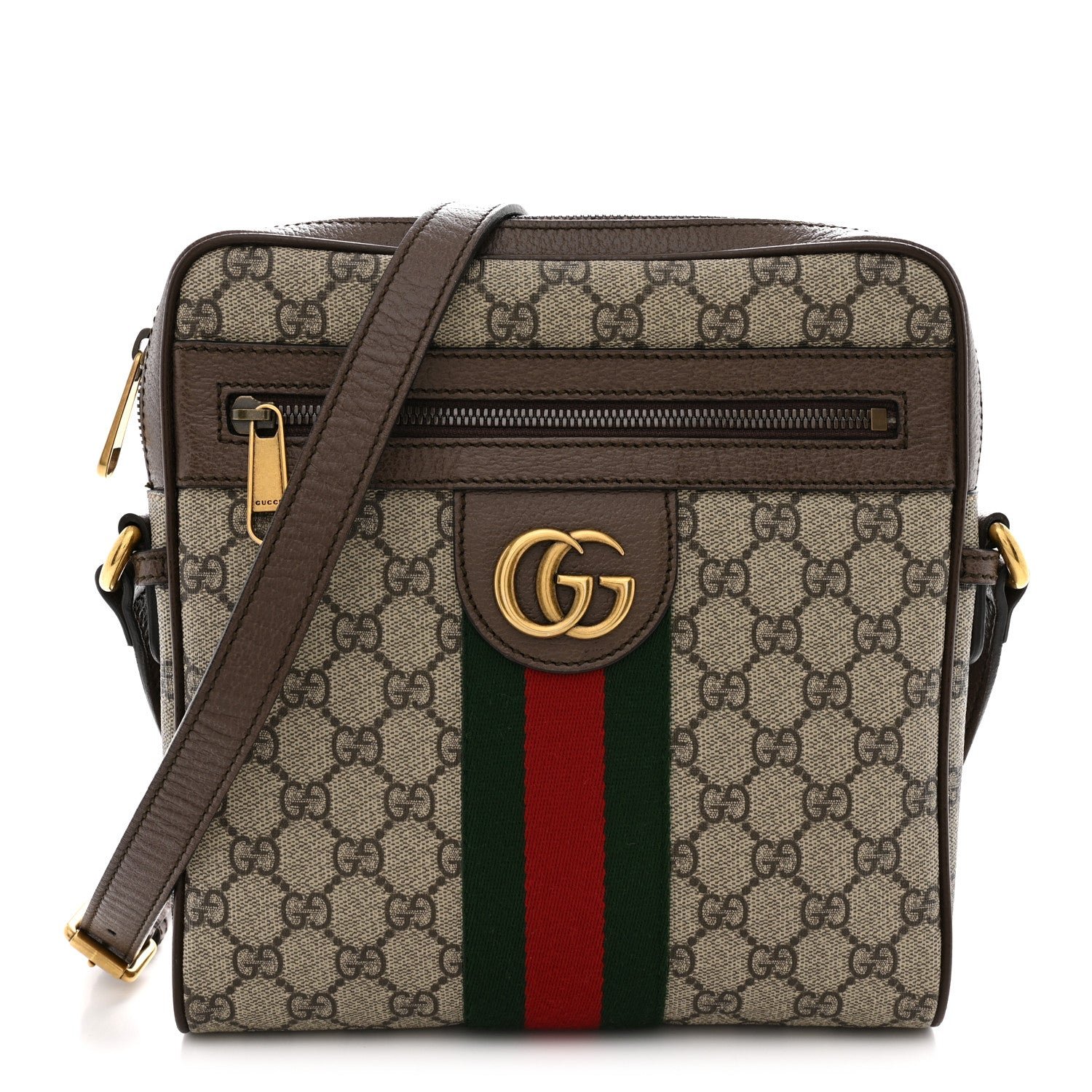 GG Supreme Monogram Web Small Ophidia Messenger Bag Brown