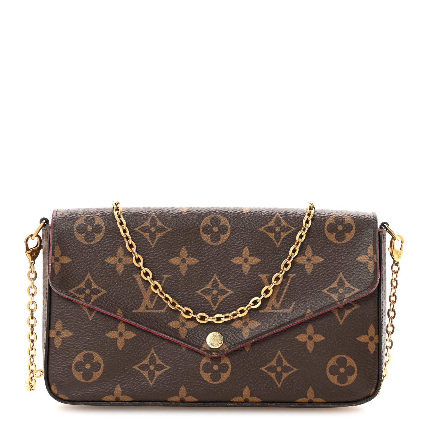 Louis Vuitton Monogram Pochette Felicie Chain Wallet Fuchsia