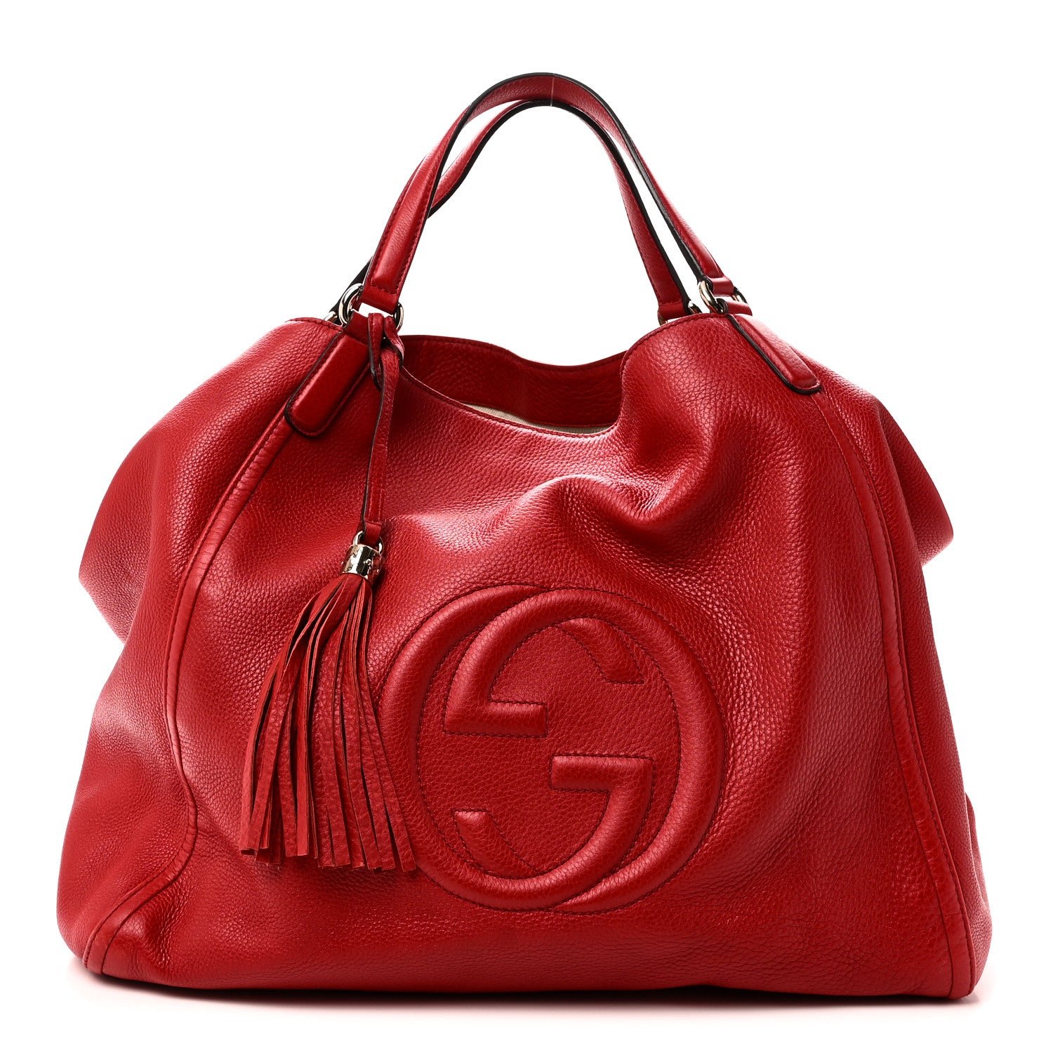 Gucci Pebbled Calfskin Large Soho Shoulder Bag Red