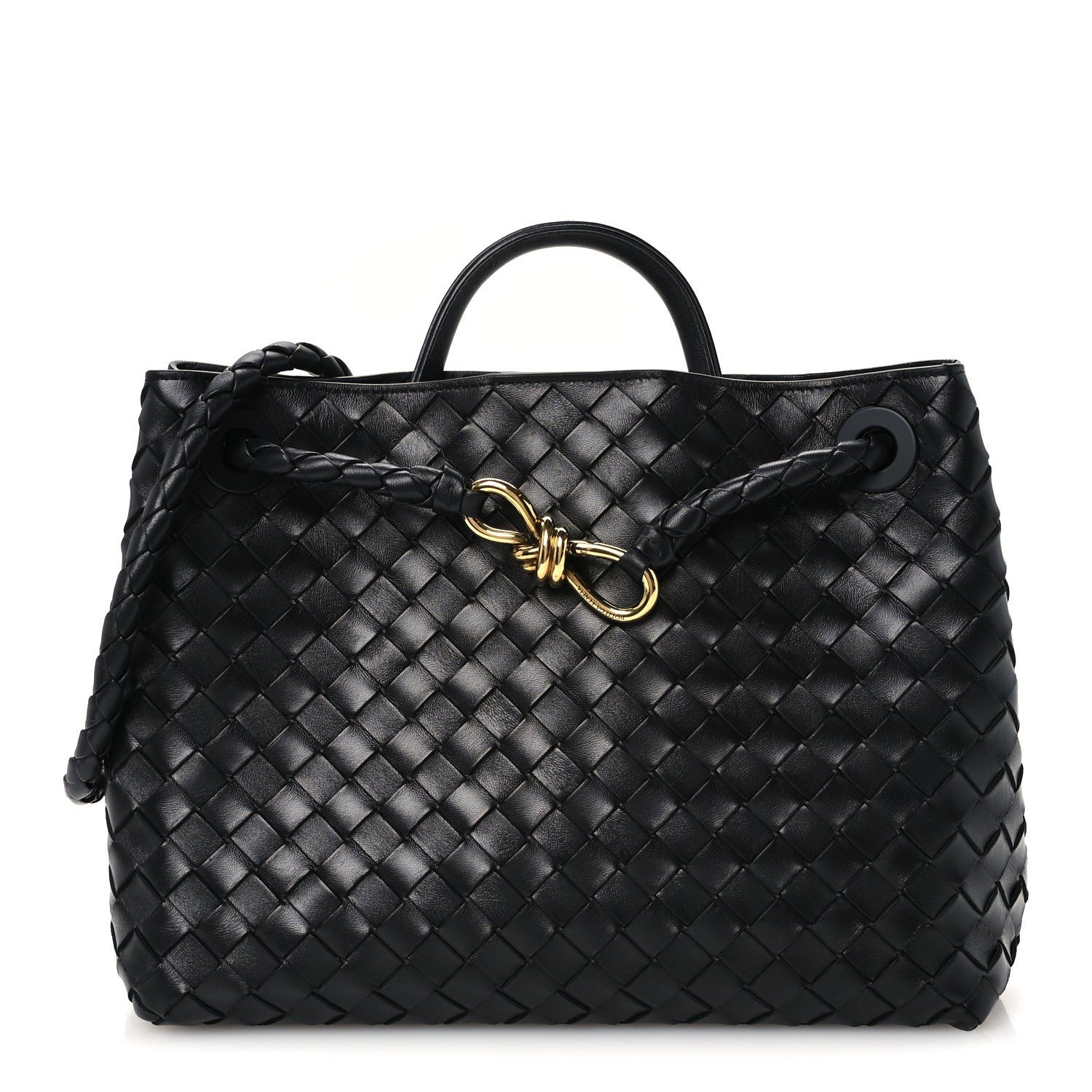 Bottega Veneta Nappa Intrecciato Medium Andiamo Shoulder Bag Black