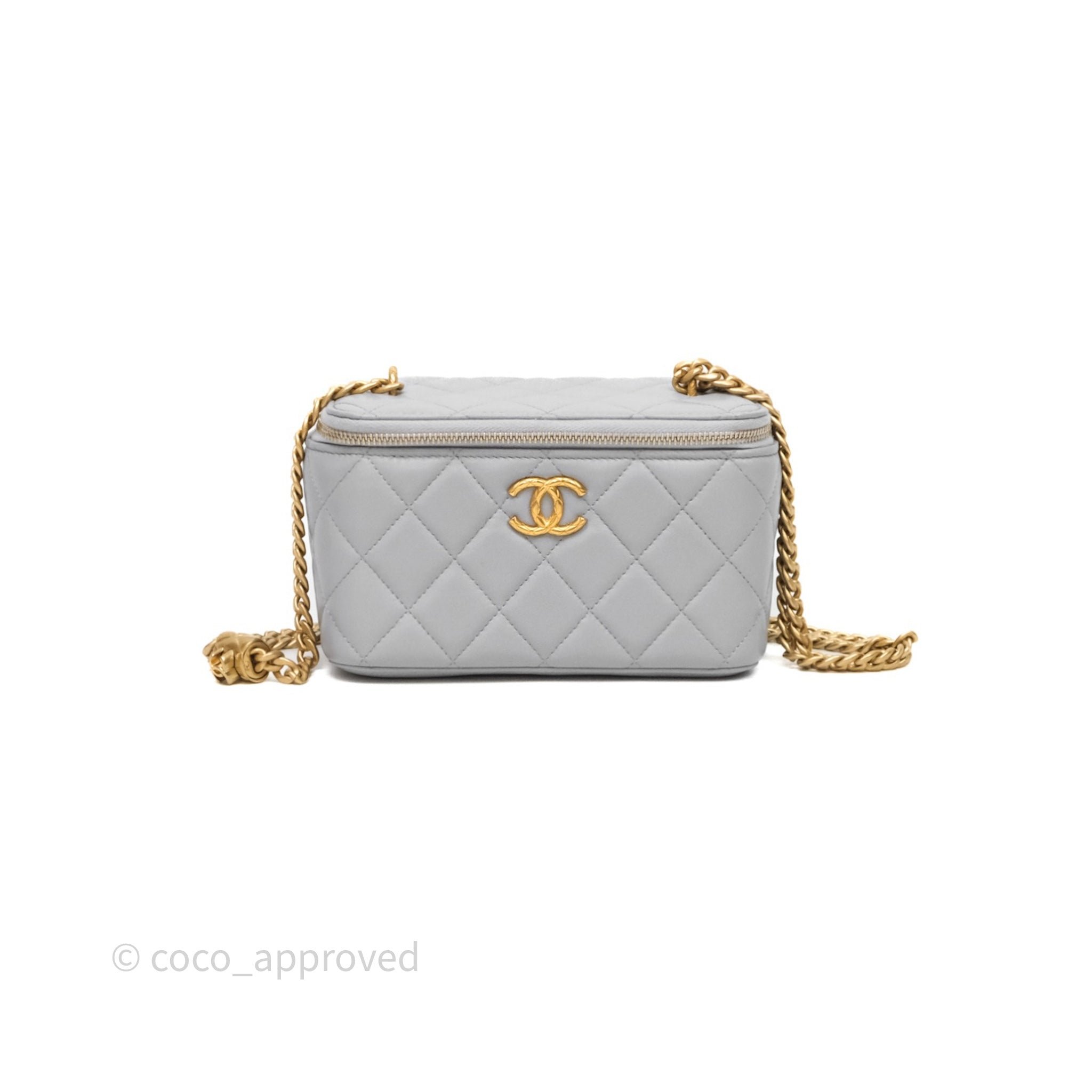 Chanel Vanity with Adjustable Chain Grey Lambskin Aged Gold Hardware