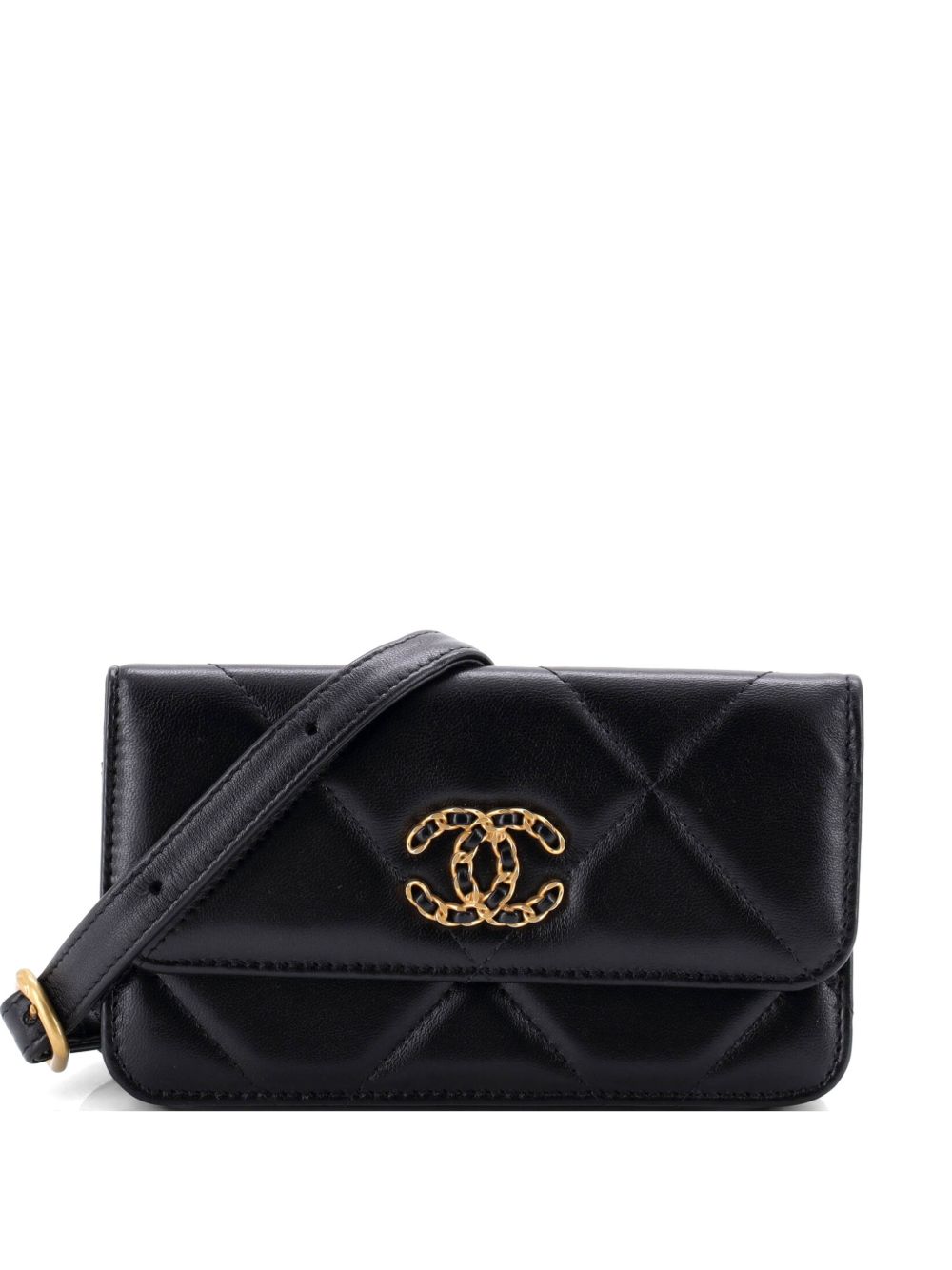 19 Phone Holder Bag Quilted Lambskin belt bag