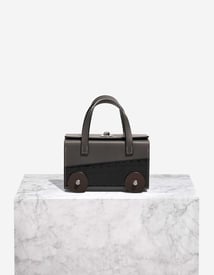 Hermes 
		Petit H Minaudière Auto Alligator Mississippi / Vache Hunter Black / Wood / Gris Bougainvillier / Gris Meyer    
