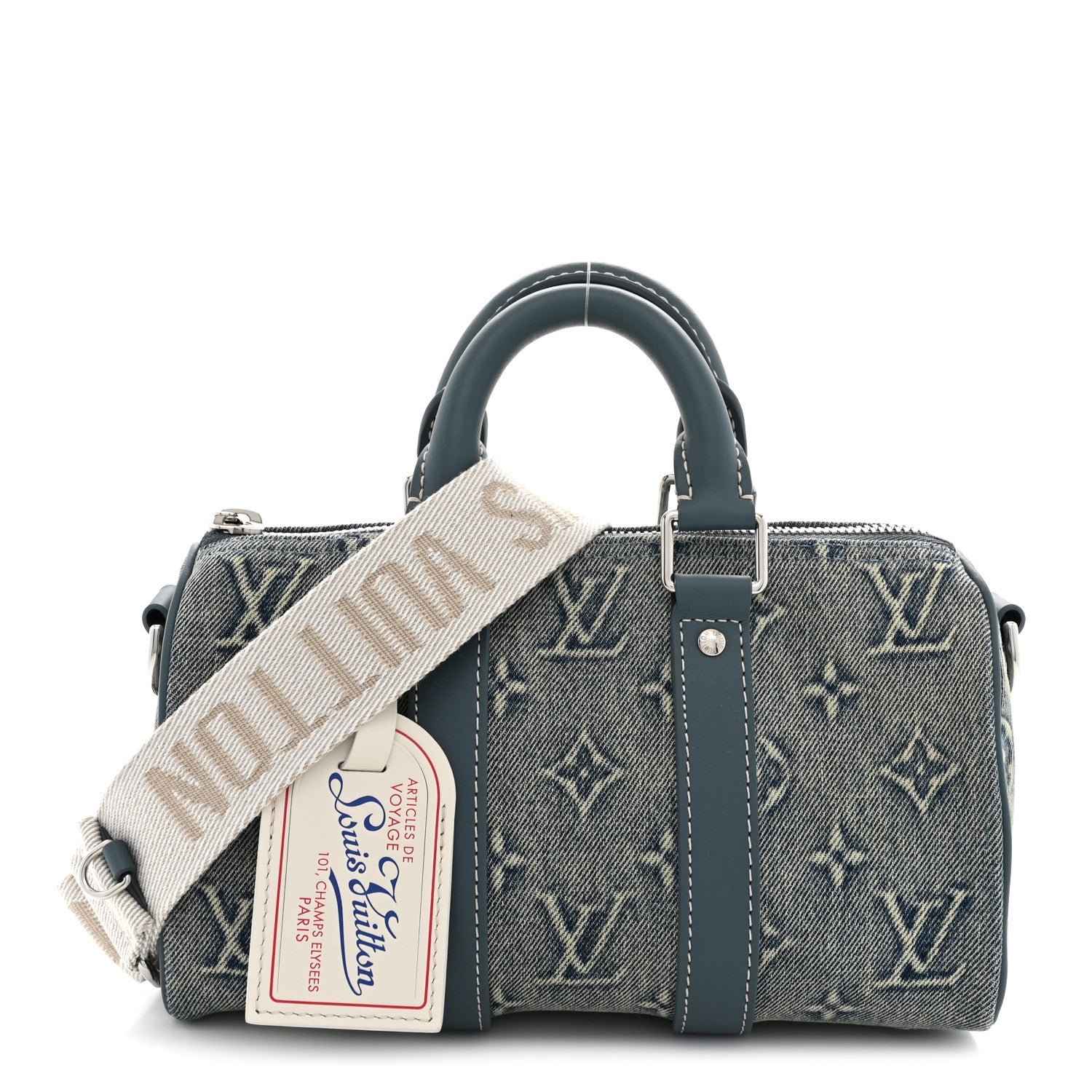 Louis Vuitton Monogram Washed Denim Keepall Bandouliere 25