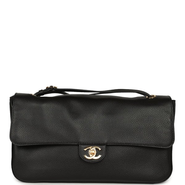 Chanel Maxi "Souplissimo" Small Flap Bag Black Grained Calfskin Gold Hardware