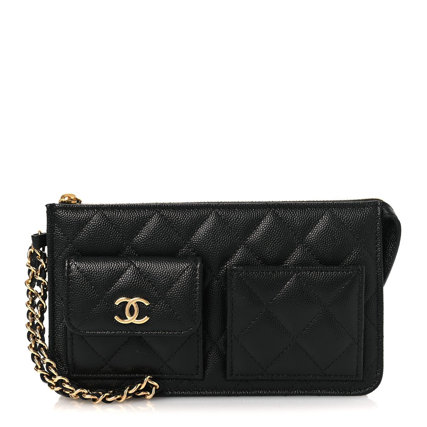 Chanel Caviar Quilted Polly Pocket Pouch Black