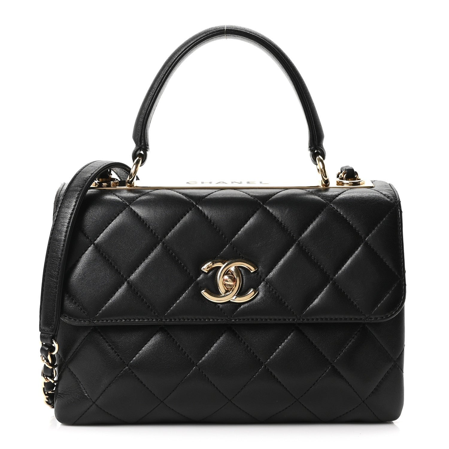 Chanel Lambskin Quilted Small Trendy CC Dual Handle Flap Bag Black