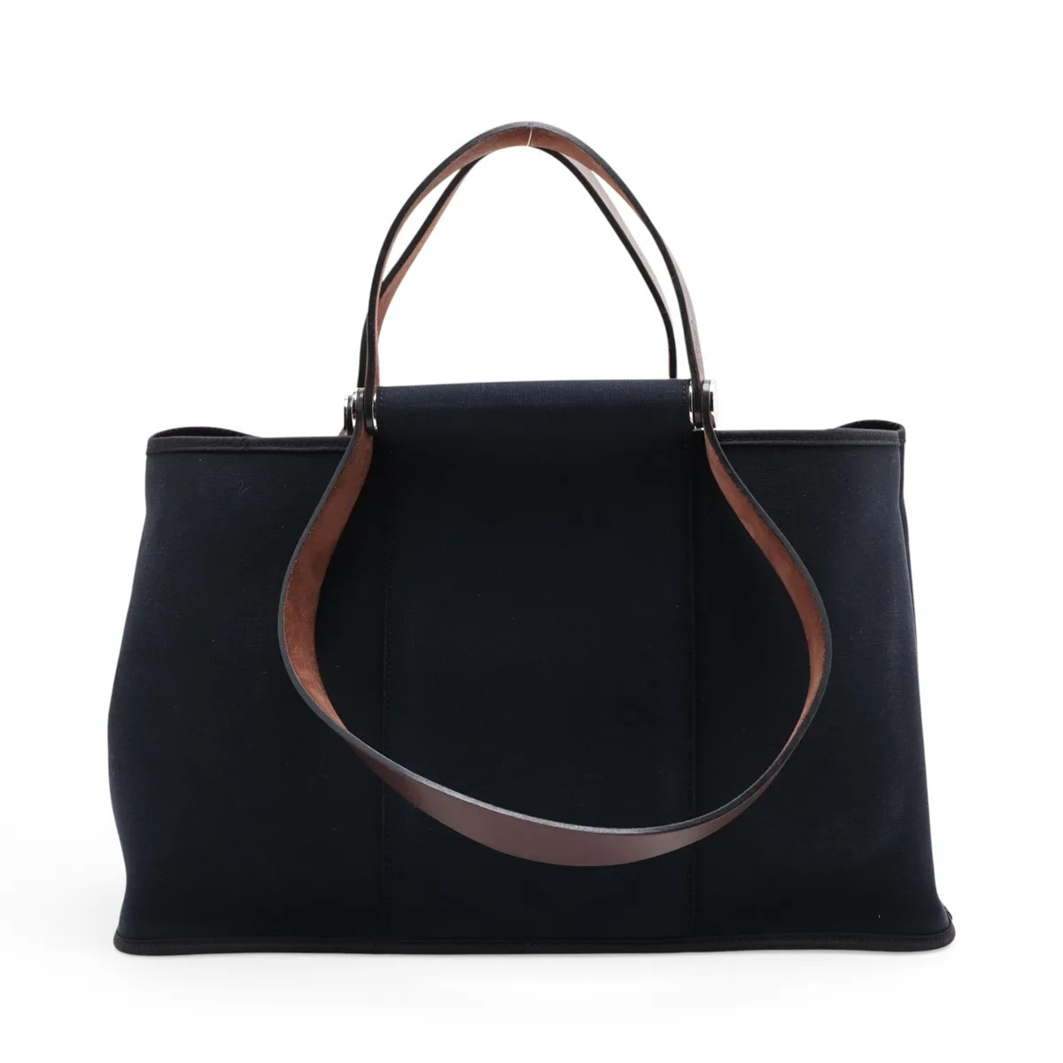 Hermès Kabac Elan PM Toile Officier × Vache Hunter Navy x brown Silver Metal Fit