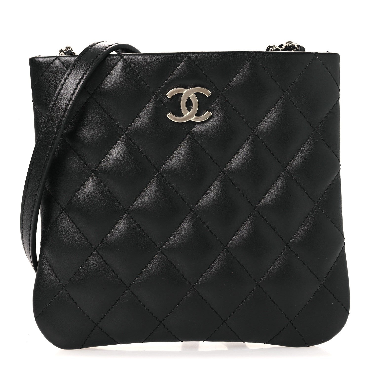 Chanel Lambskin Quilted Crossbody Bag Black