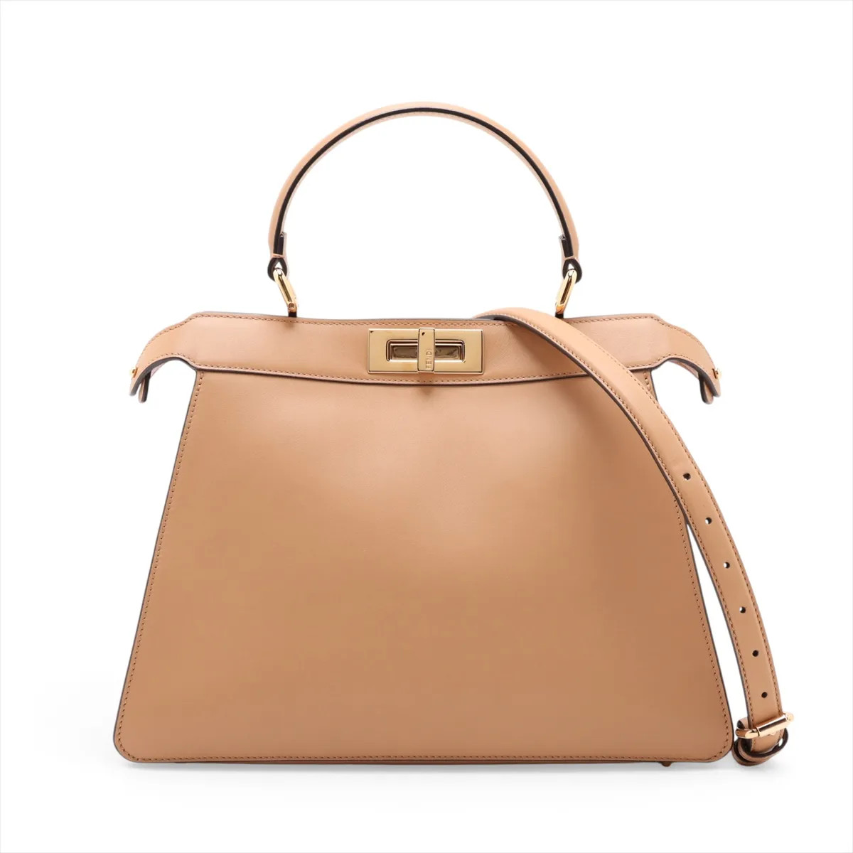 Fendi Peek-a-boo ICU Co., Ltd. Medium 8BN321 Leather 2 Way Handbag Beige