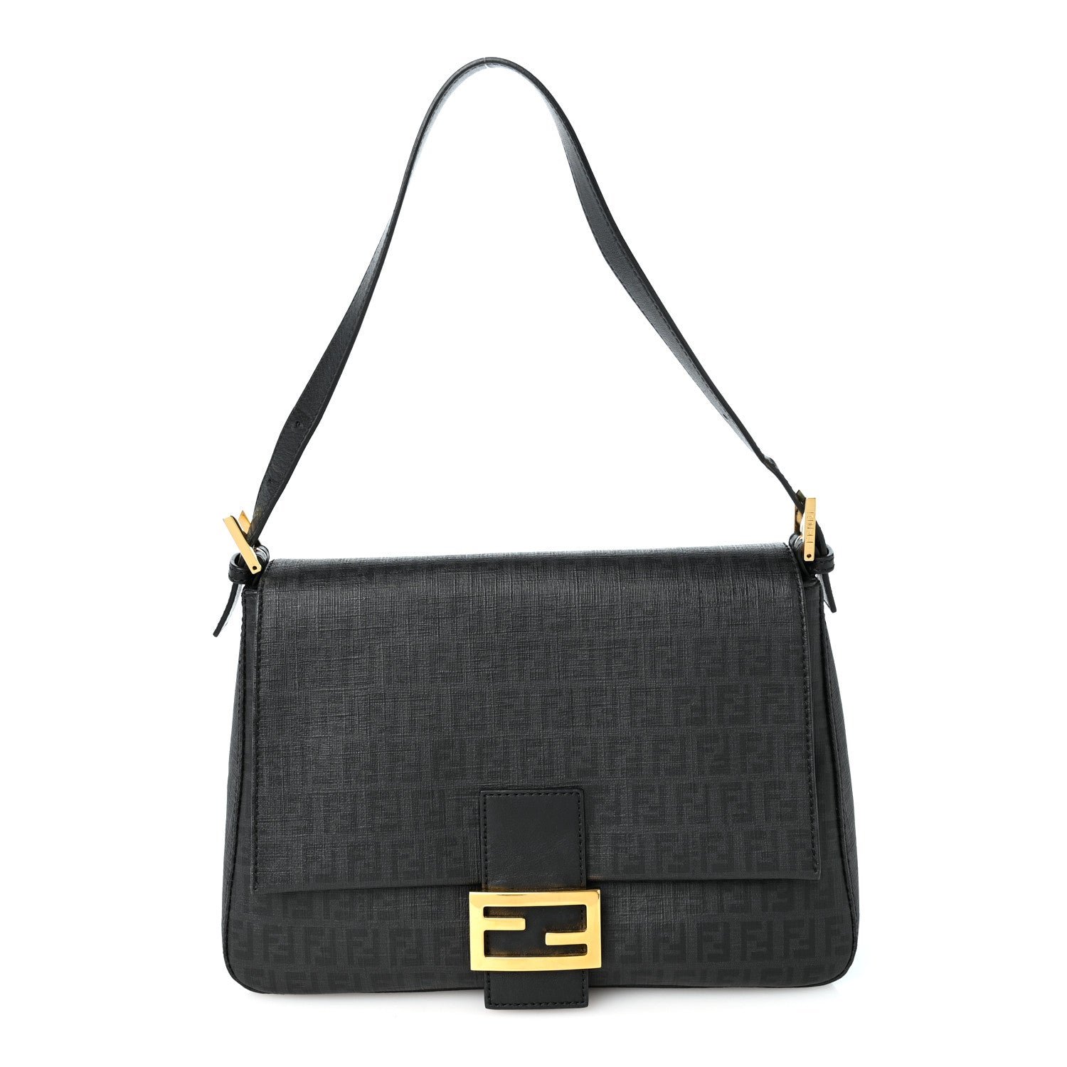 Fendi Zucchino Spalmati Vitello Forever Mama Baguette Black