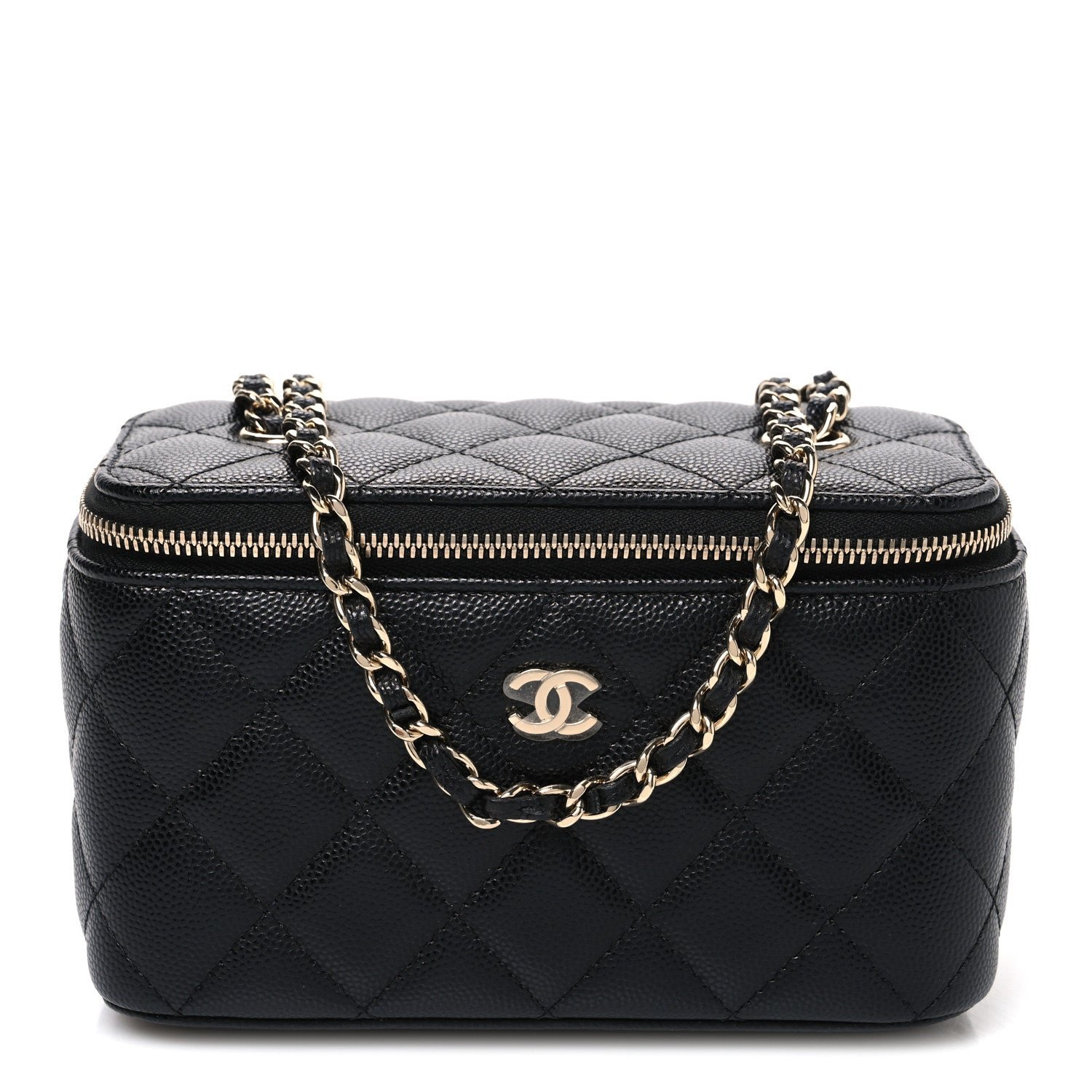 Chanel Caviar Quilted Small Vanity Case With Chain Black