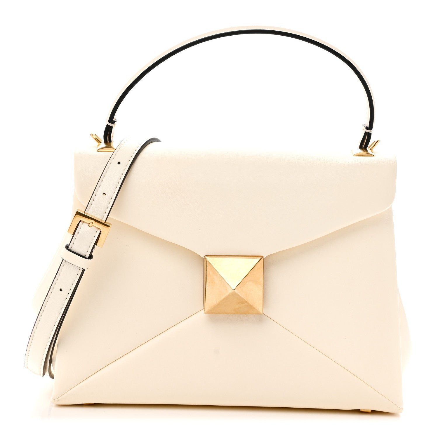 Valentino Garavani Valentino Garavani Nappa Small One Stud Top Handle Bag Ivory