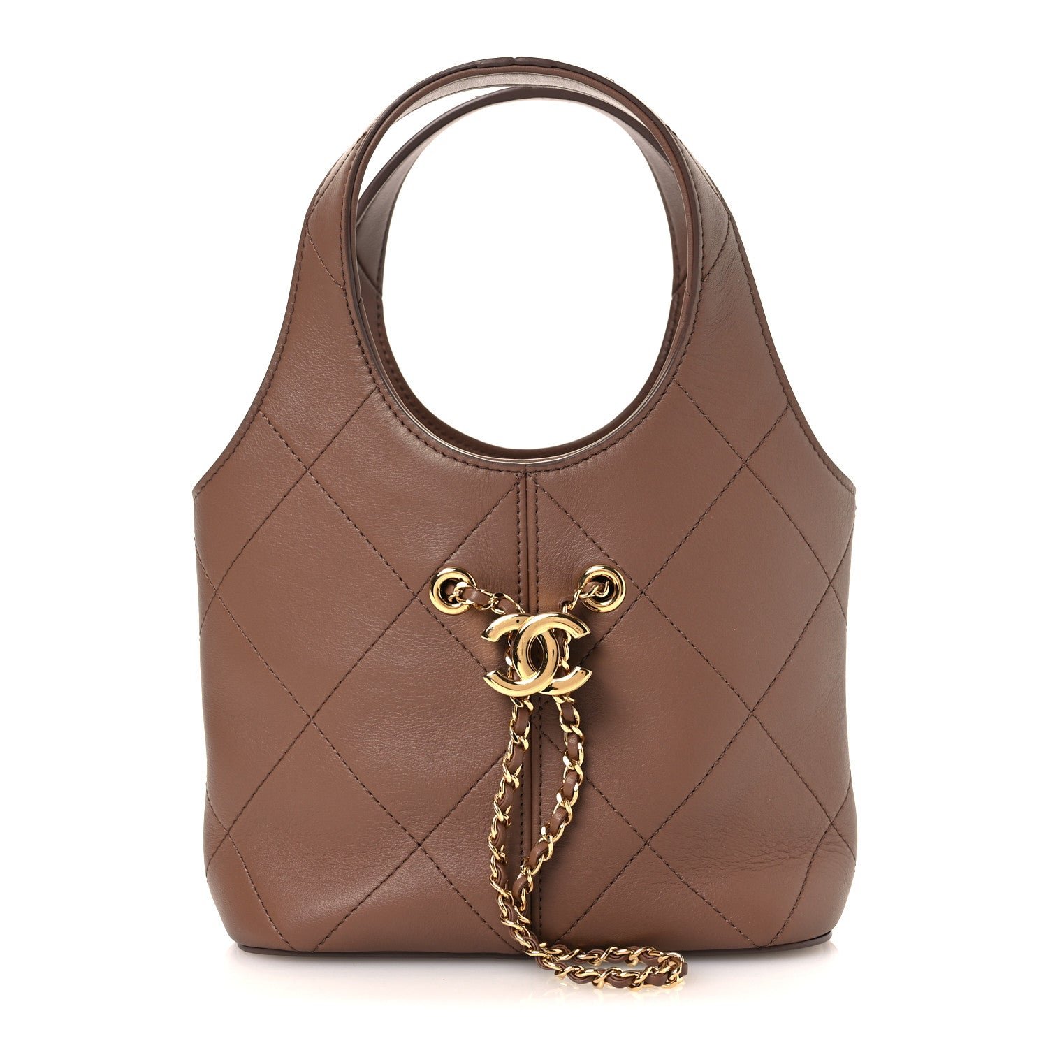 Chanel Calfskin Quilted Daily Trendy Shopping Bag Brown