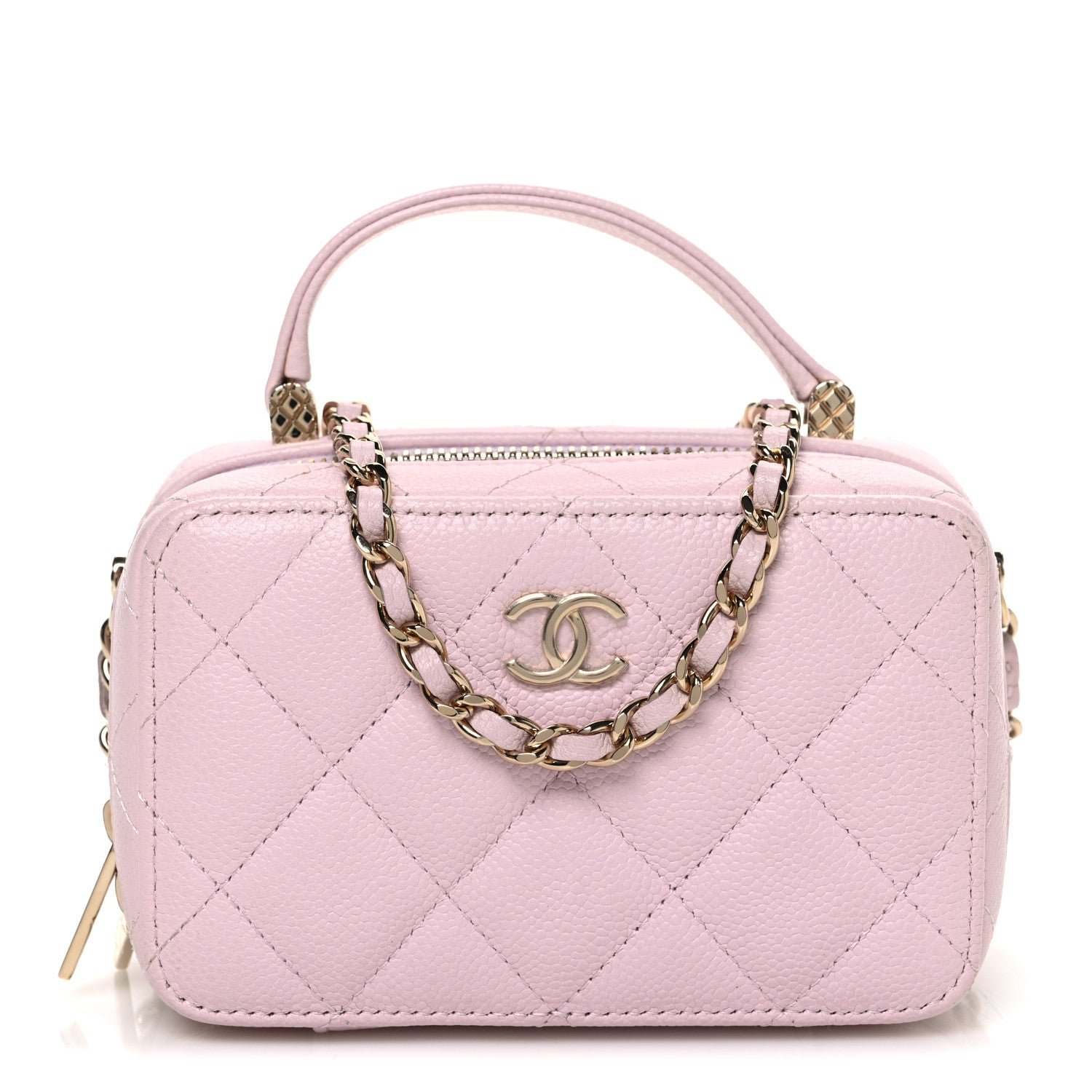 Chanel Caviar Quilted Top Handle Vanity Case Pink