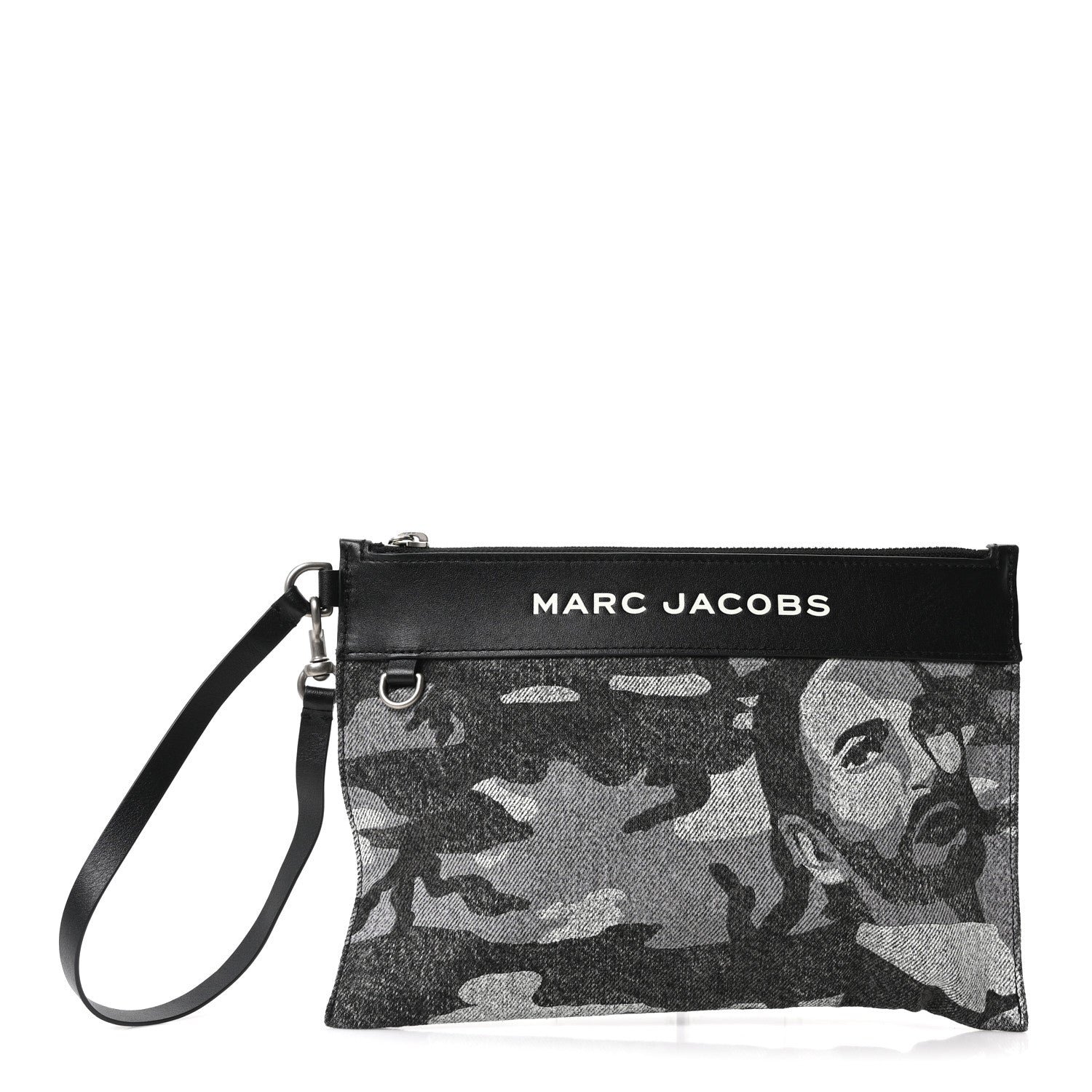 Marc Jacobs Marc Jacobs Denim Camo XL The Sack Flat Pouch Grey