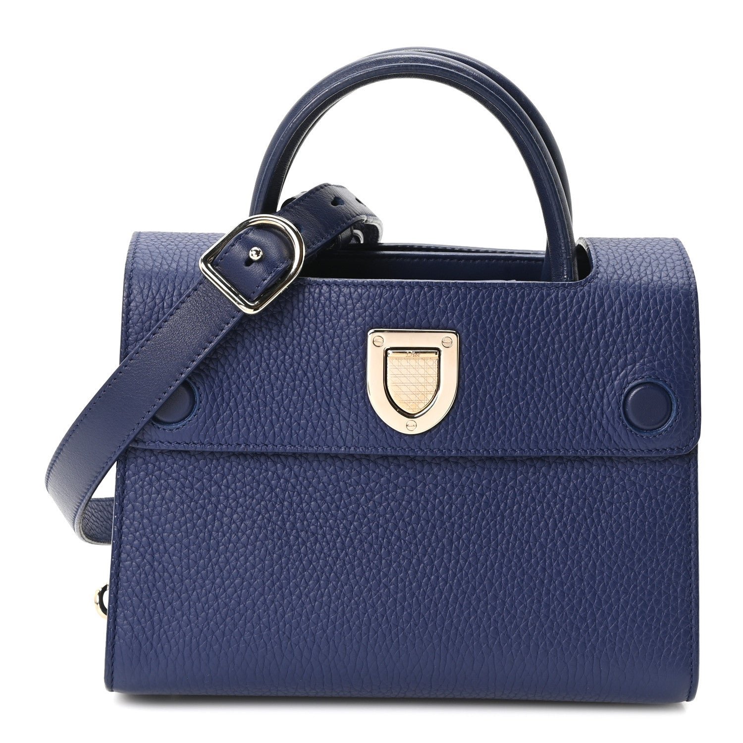 Christian Dior Grained Calfskin Mini Diorever Flap Blue Gri