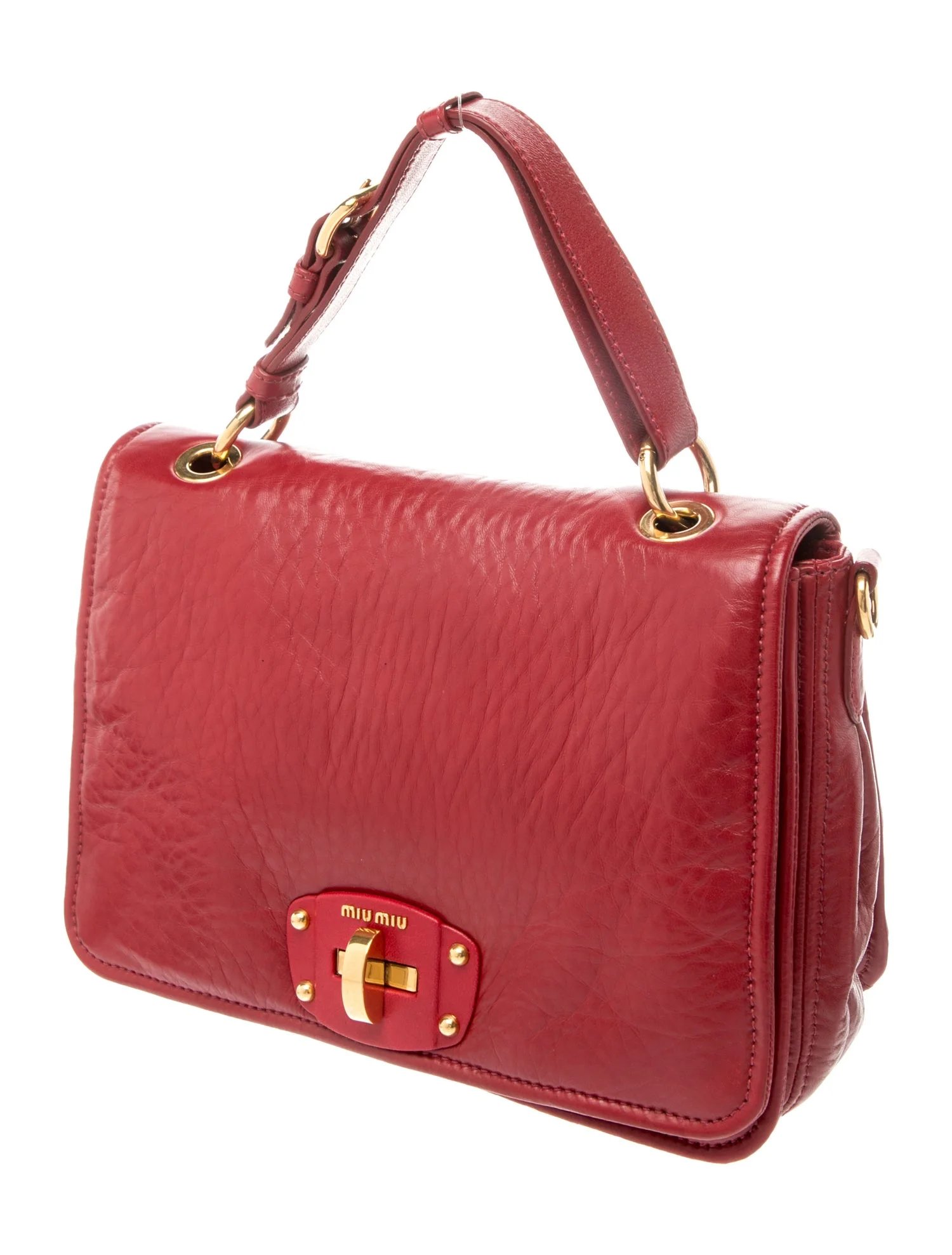 Miu Miu Leather Turnlock Satchel Bag Medium
