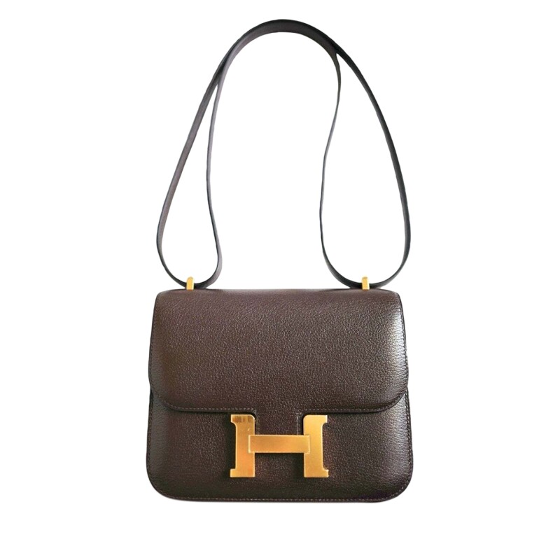 Hermes Rouge Sellier Chèvre Mysore Mini Constance 18 Gold Hardware, 2024