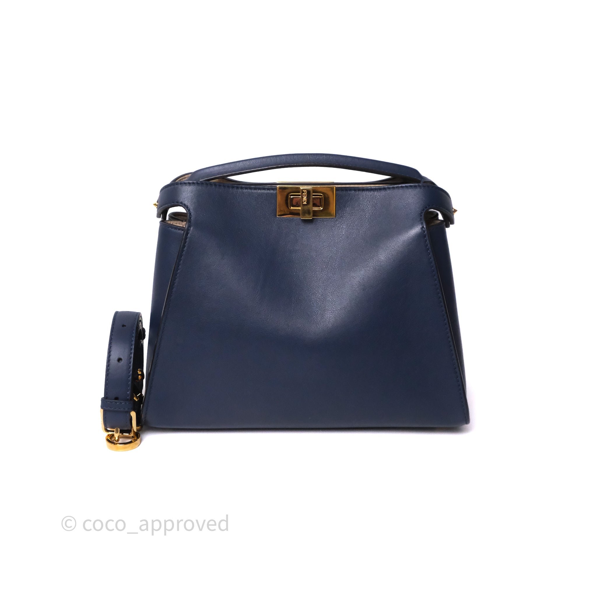 Fendi Peekaboo Small Calf Leather Blue Berry Bag