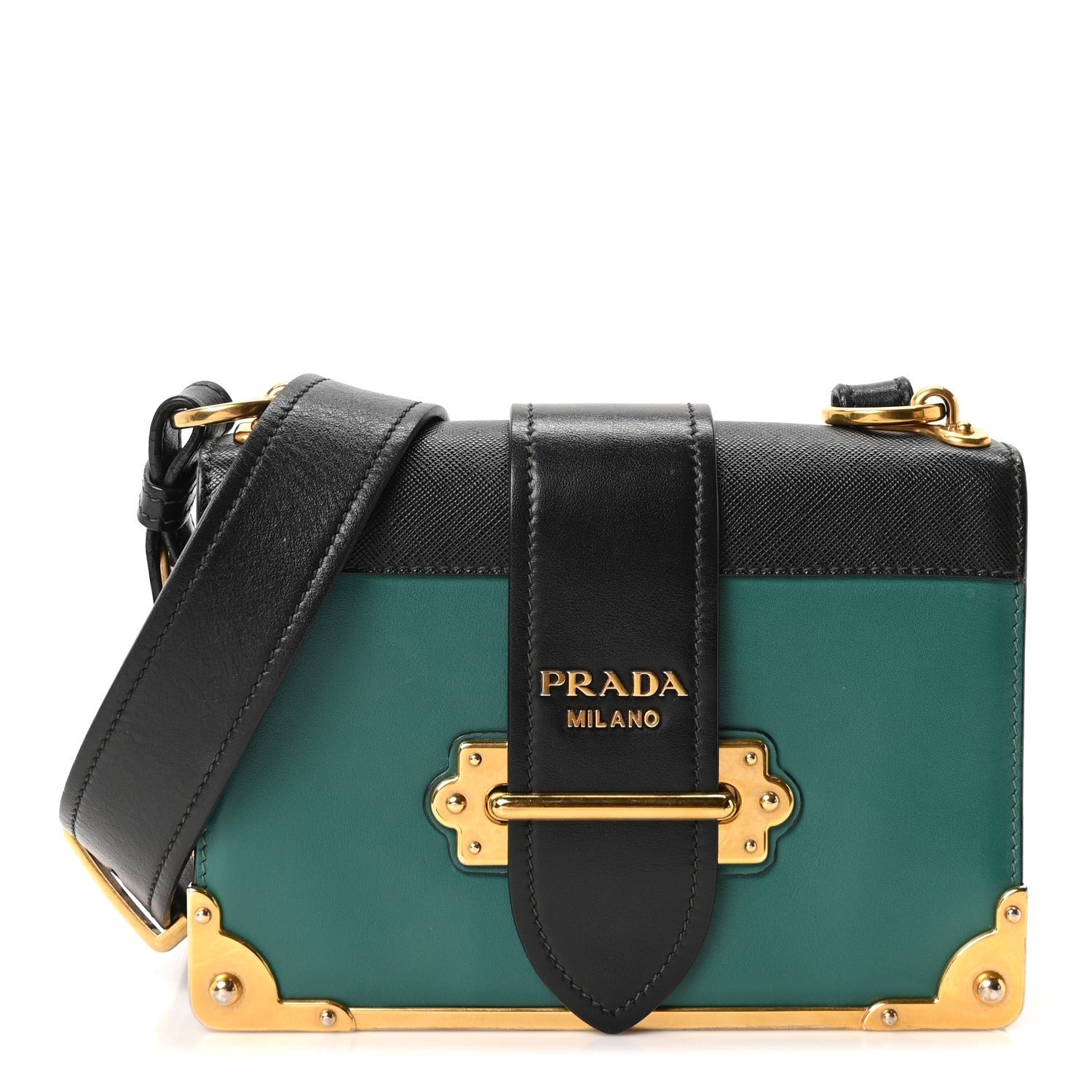 Prada City Calf Saffiano Cahier Bag Biliardo Black