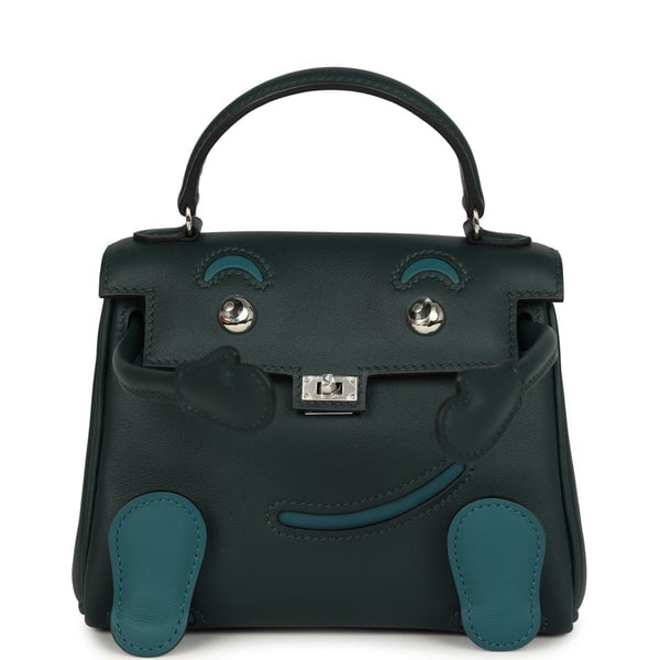 Hermes Hermes "Quelle Idolle" Kelly Doll Vert Cypress and Vert Bosphore Swift Palladium Hardware