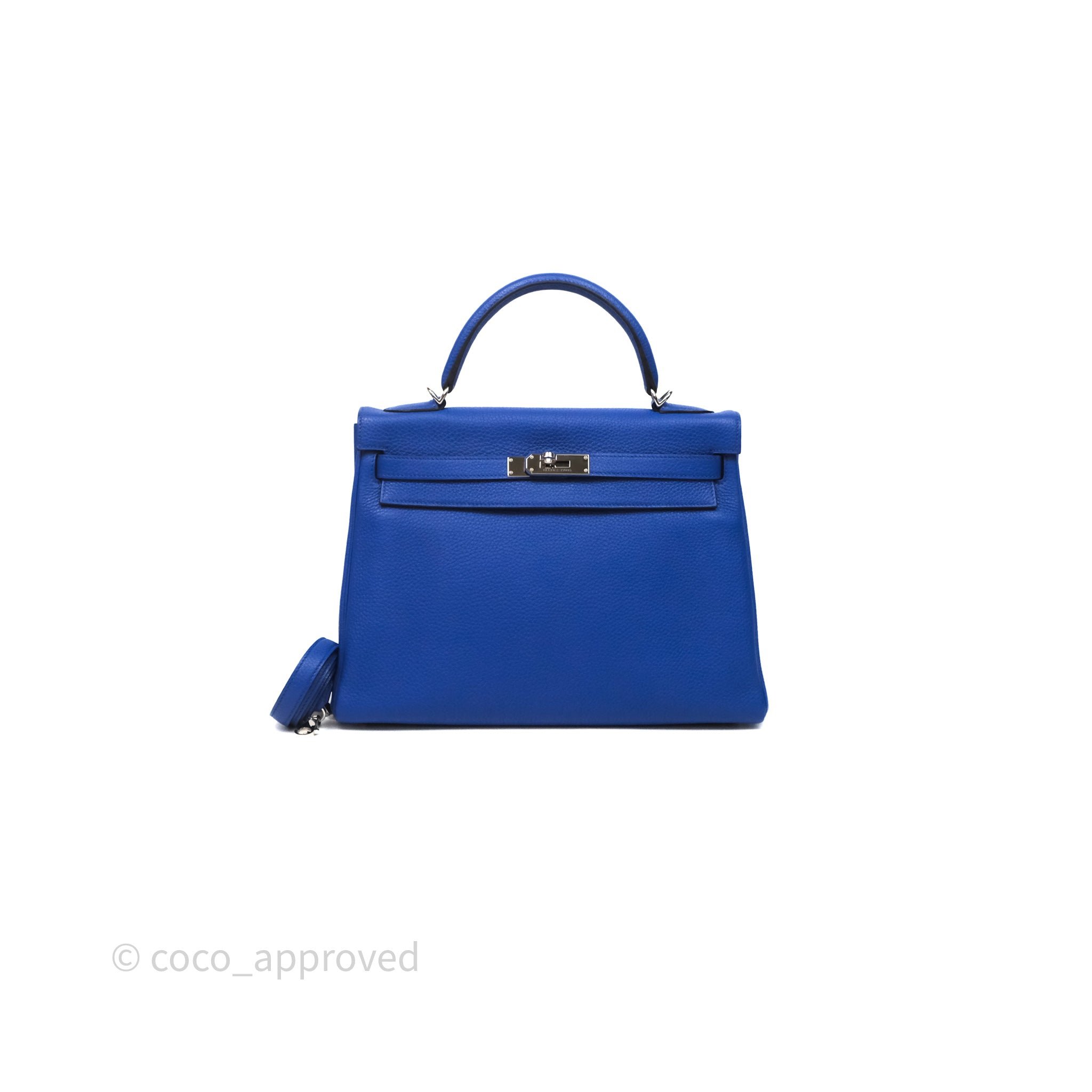 Hermes Kelly 32 Bleu Royal O8 Togo Palladium Hardware